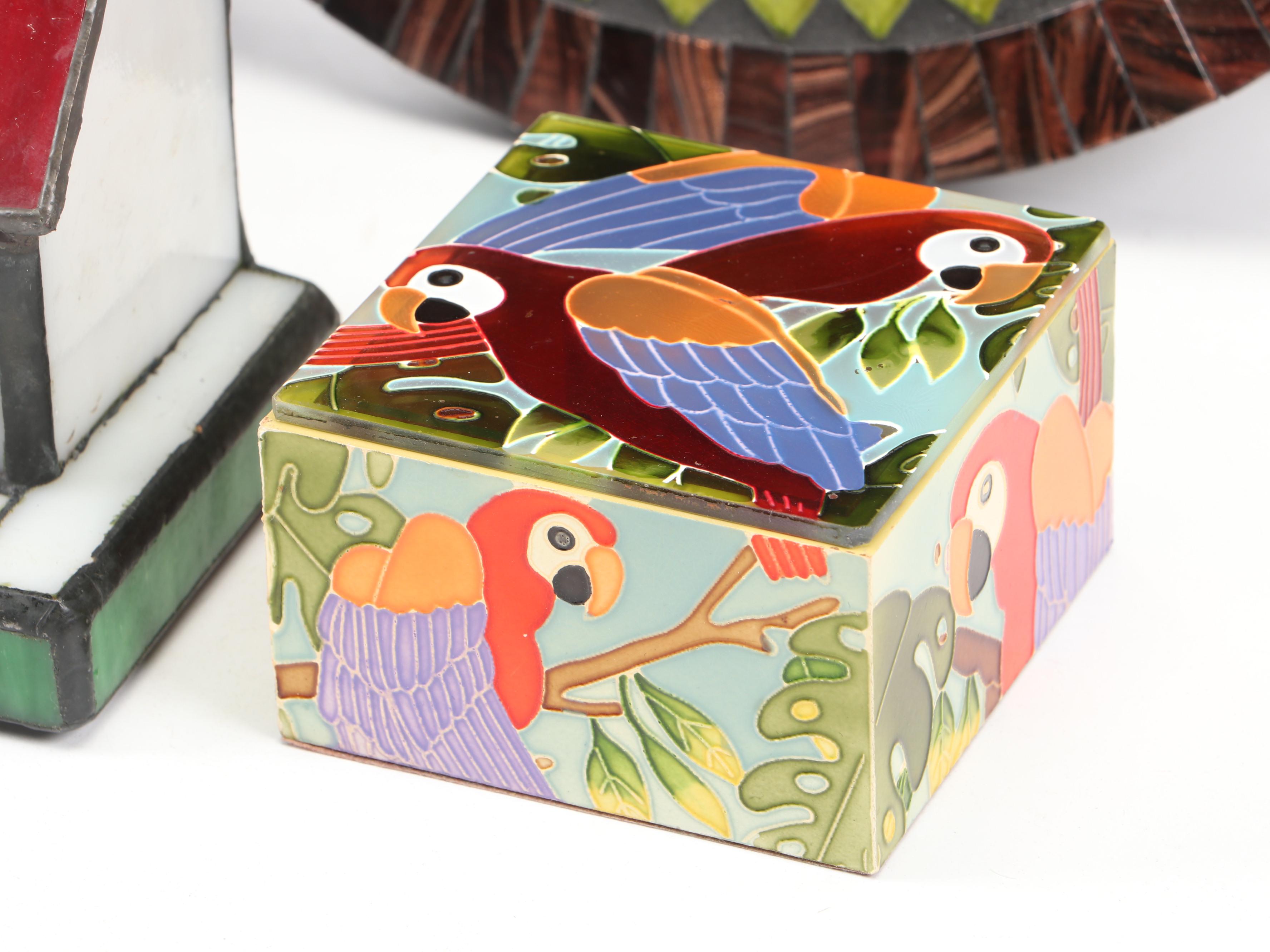 Stained Glass and Slag Glass Lighthouse Table Lamp with More