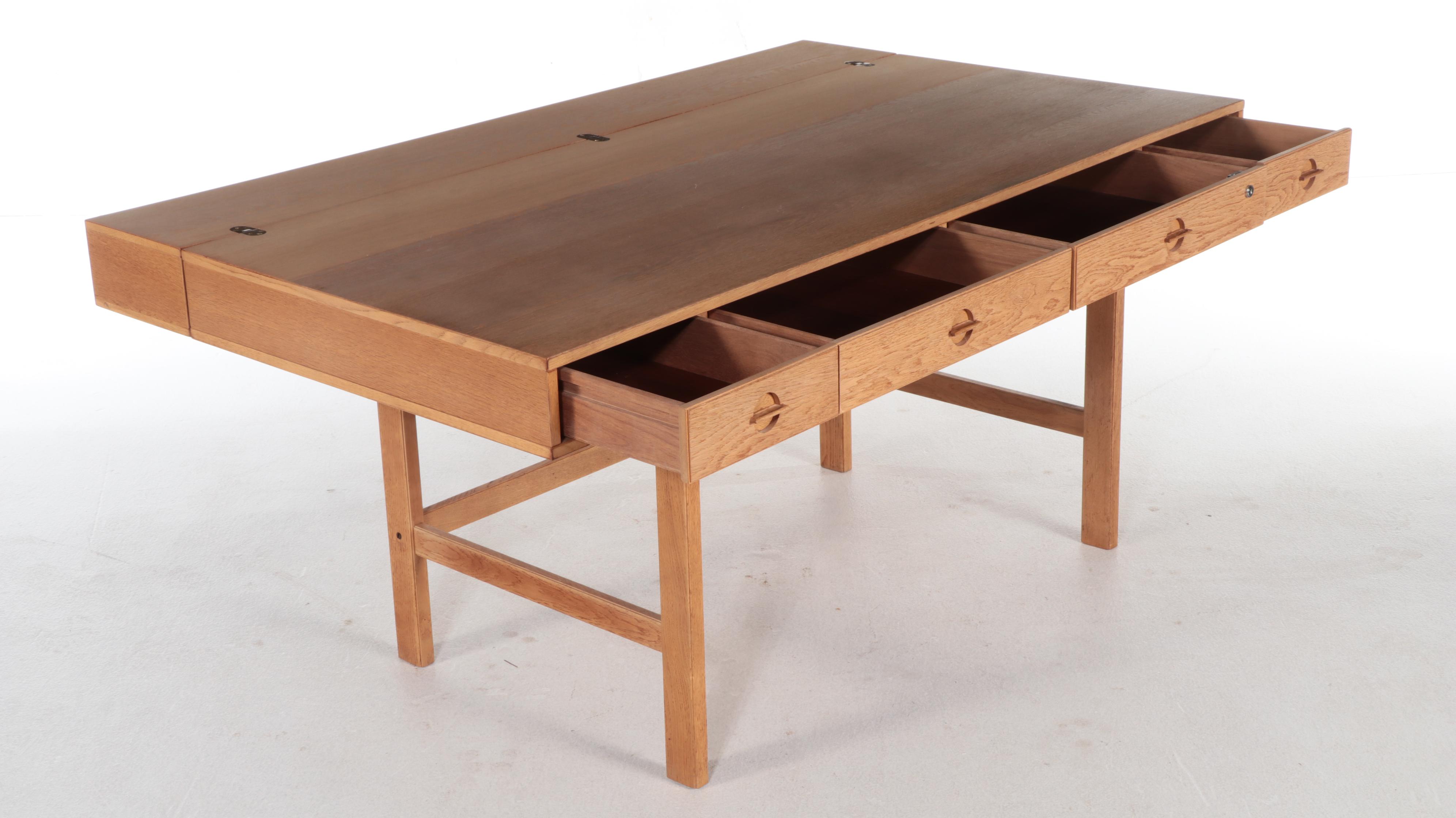 Peter Løvig Nielsen Danish Modern Oak Flip-Top Partner's Desk Plus Side Chair