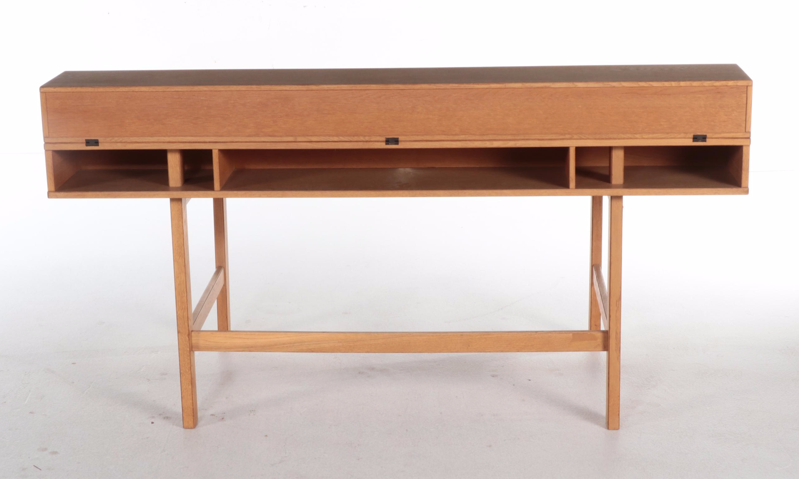 Peter Løvig Nielsen Danish Modern Oak Flip-Top Partner's Desk Plus Side Chair