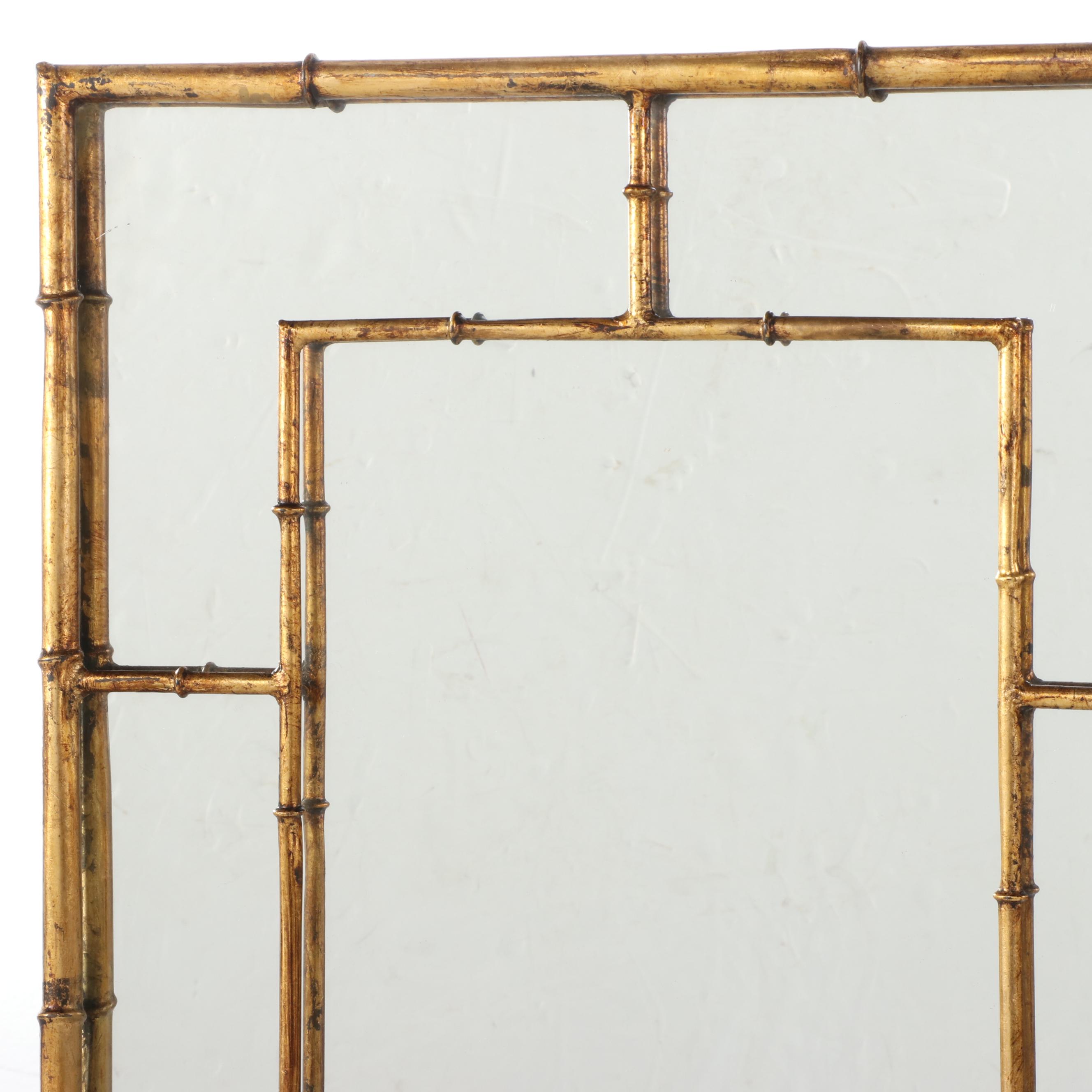 Signet Mirrors Hollywood Regency Style Gilt Metal and Faux-Bamboo Mirror, 1973