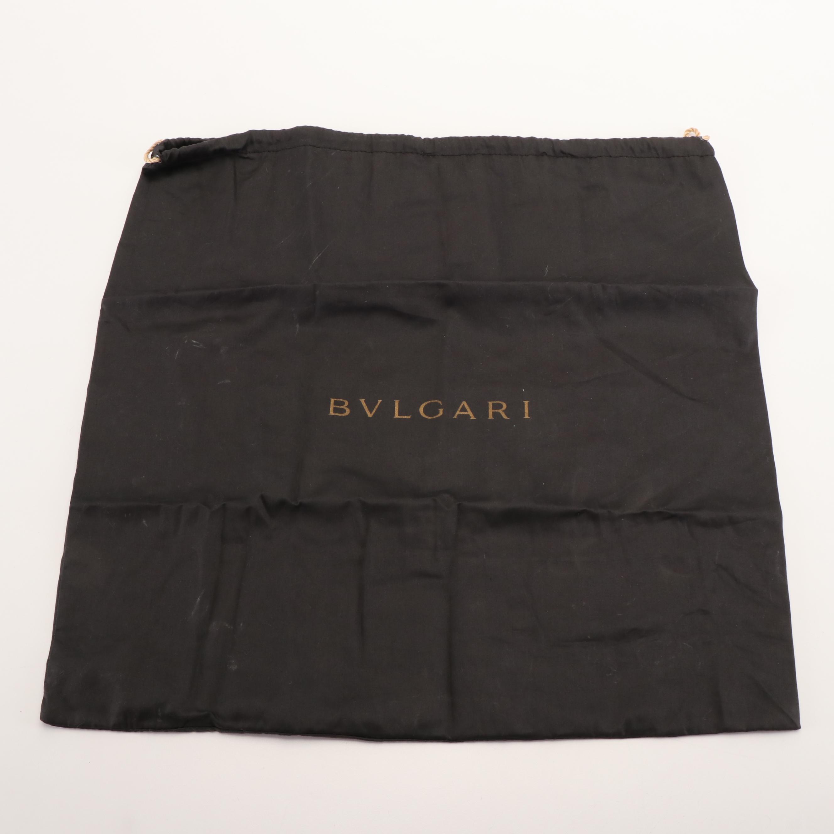 BVLGARI Double Ring Chandra Bag in Chevron Canvas and Tan Leather