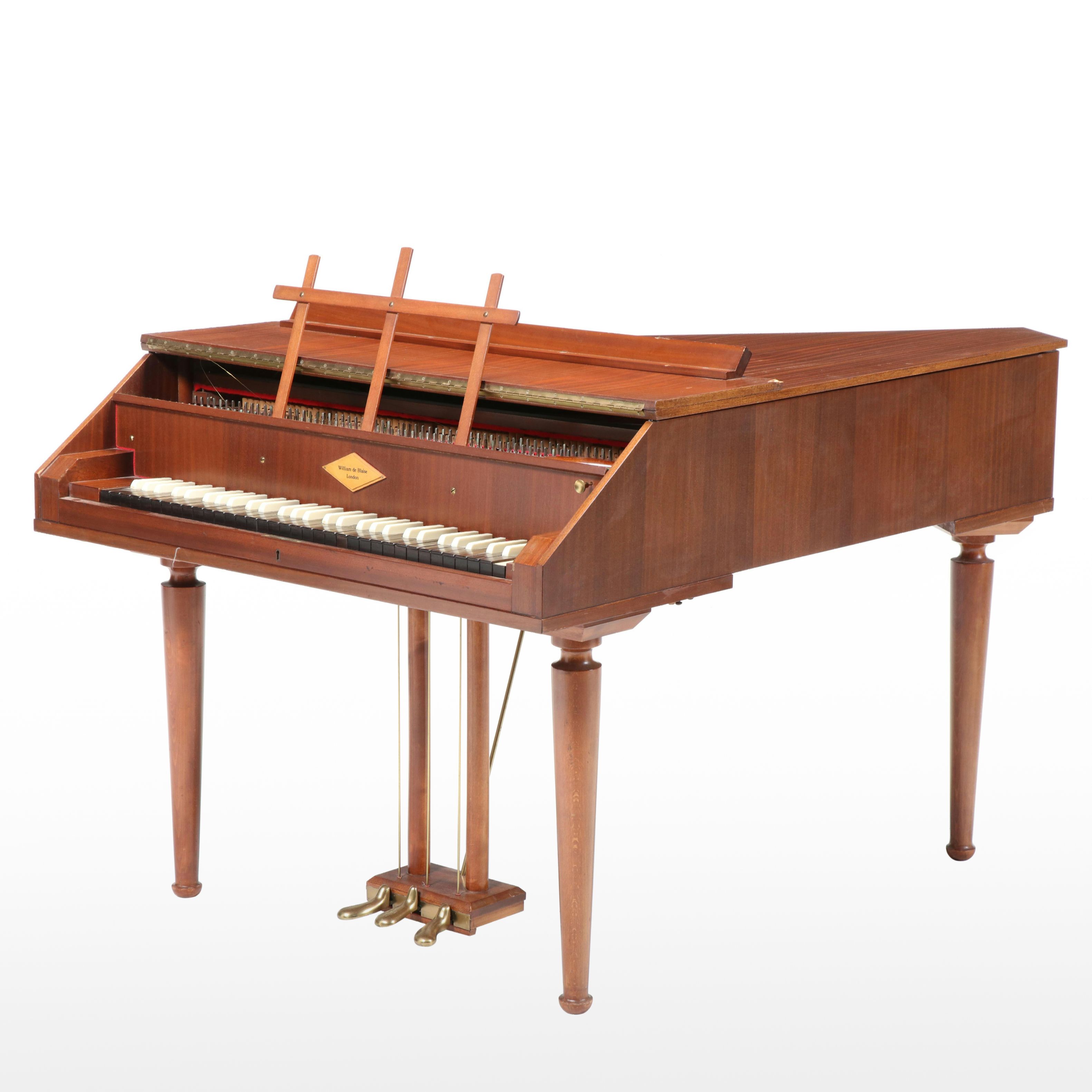 William de Blais Walnut Harpsichord, 20th Century