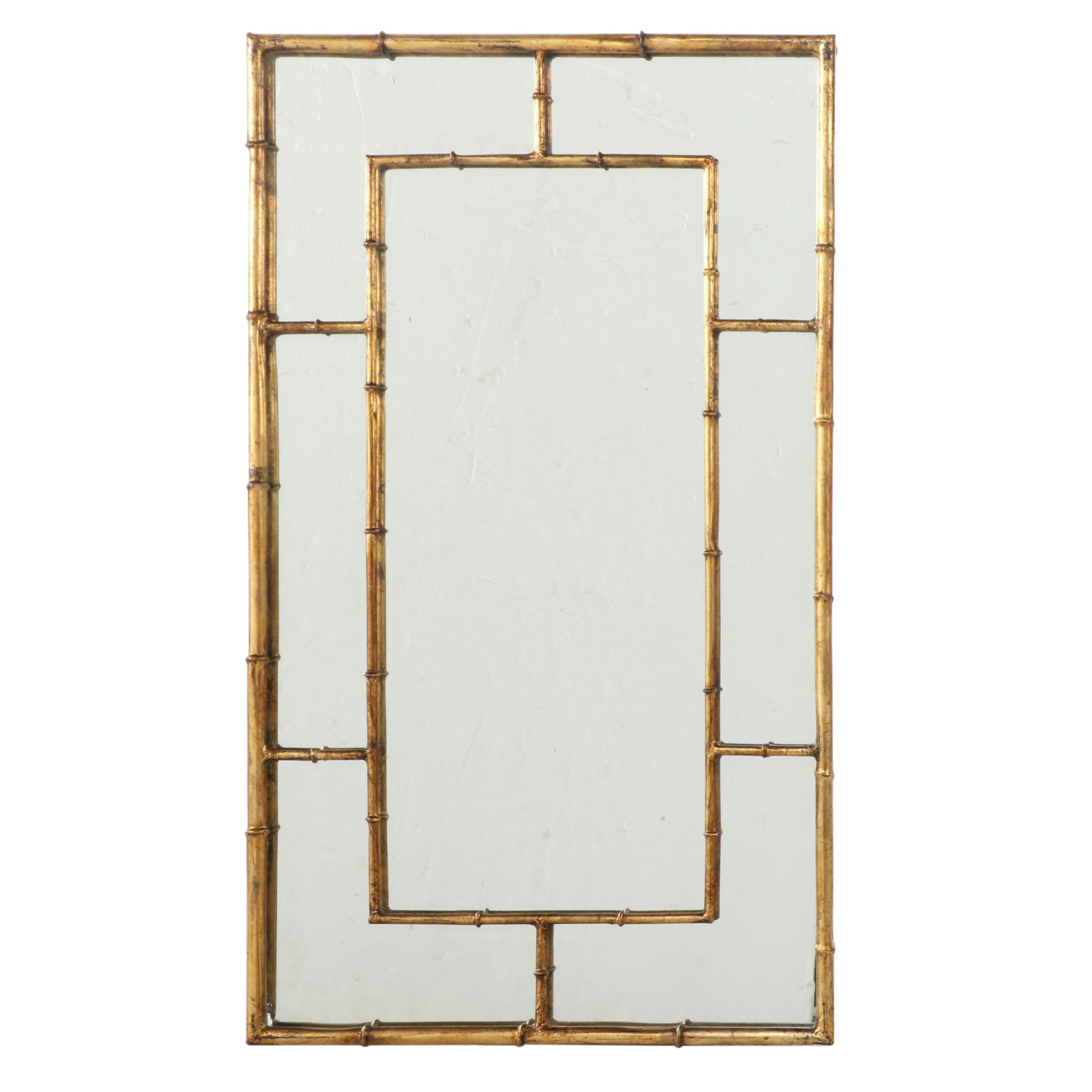 Signet Mirrors Hollywood Regency Style Gilt Metal and Faux-Bamboo Mirror, 1973