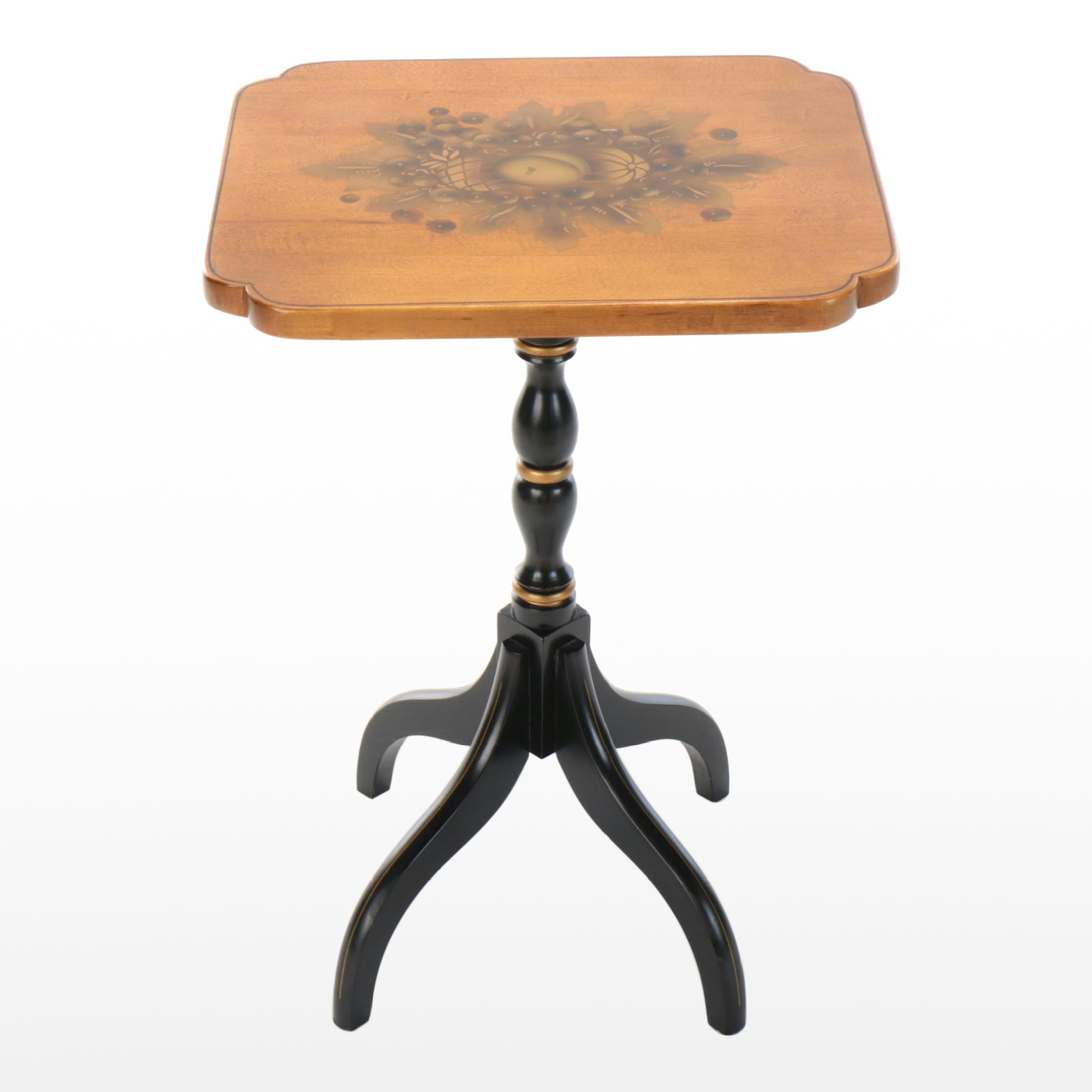 Hitchcock Painted Maple Candlestick Side Table, Mid to Late 20th C.