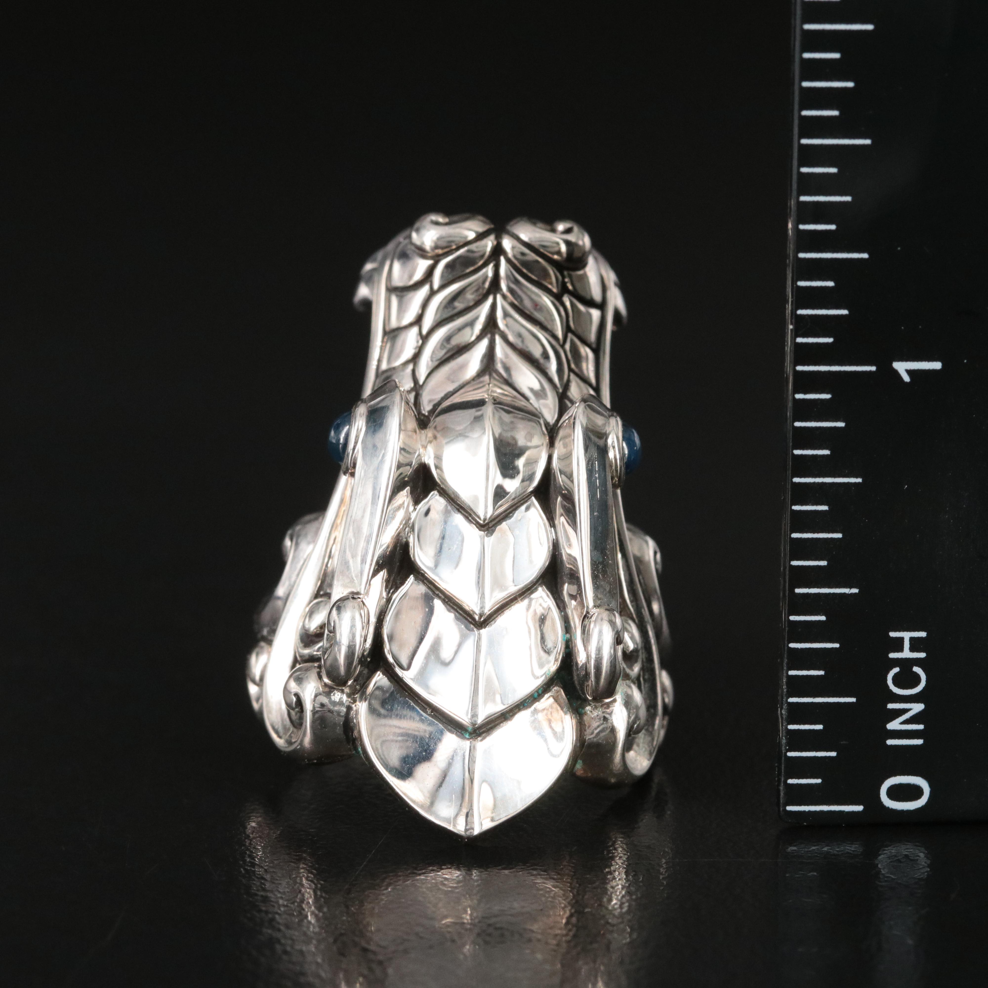 John Hardy Legends Naga Sterling Dragon Ring with Sapphire Eyes