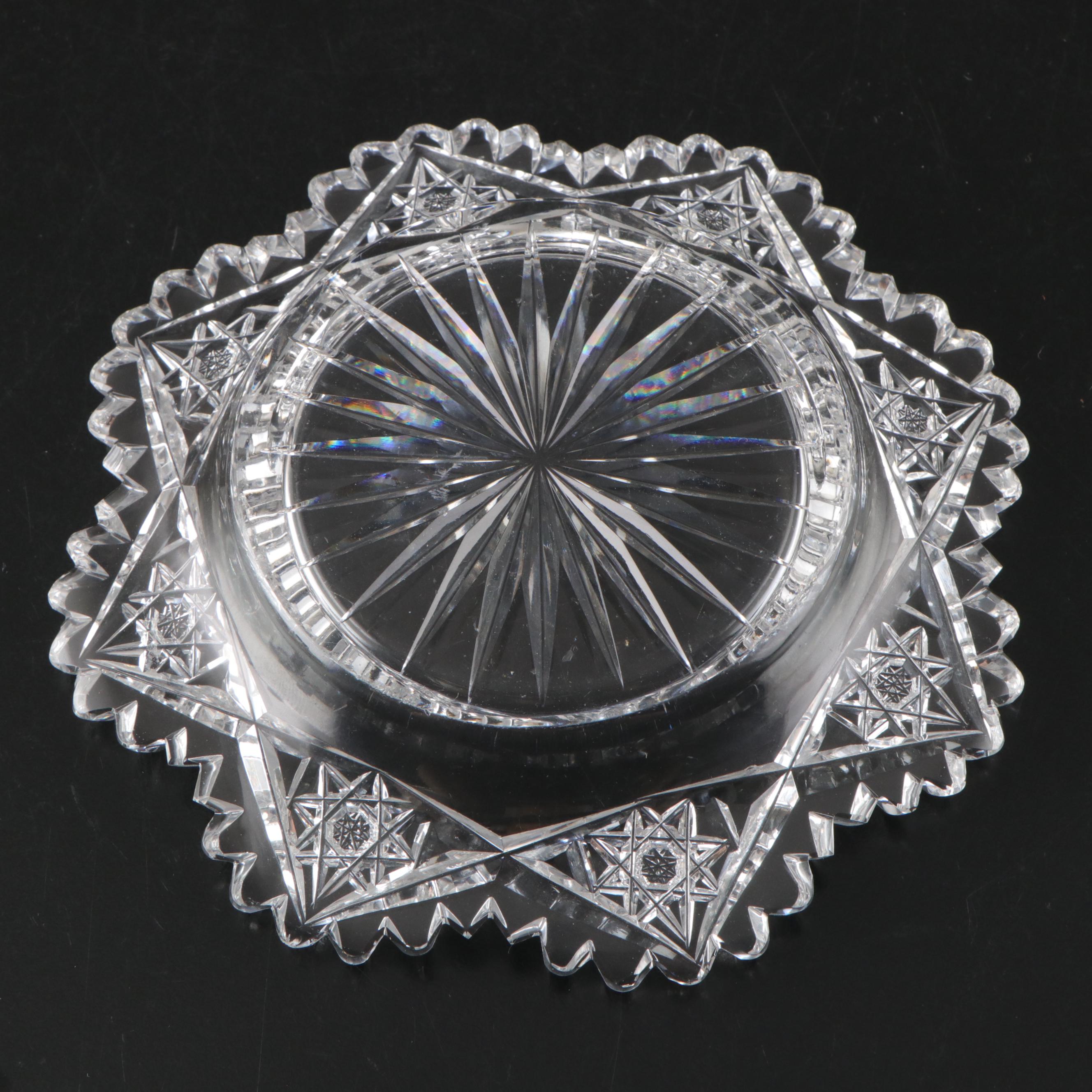 American Brilliant Style Cut Glass Vase, Saucer, Nut Bowl and More