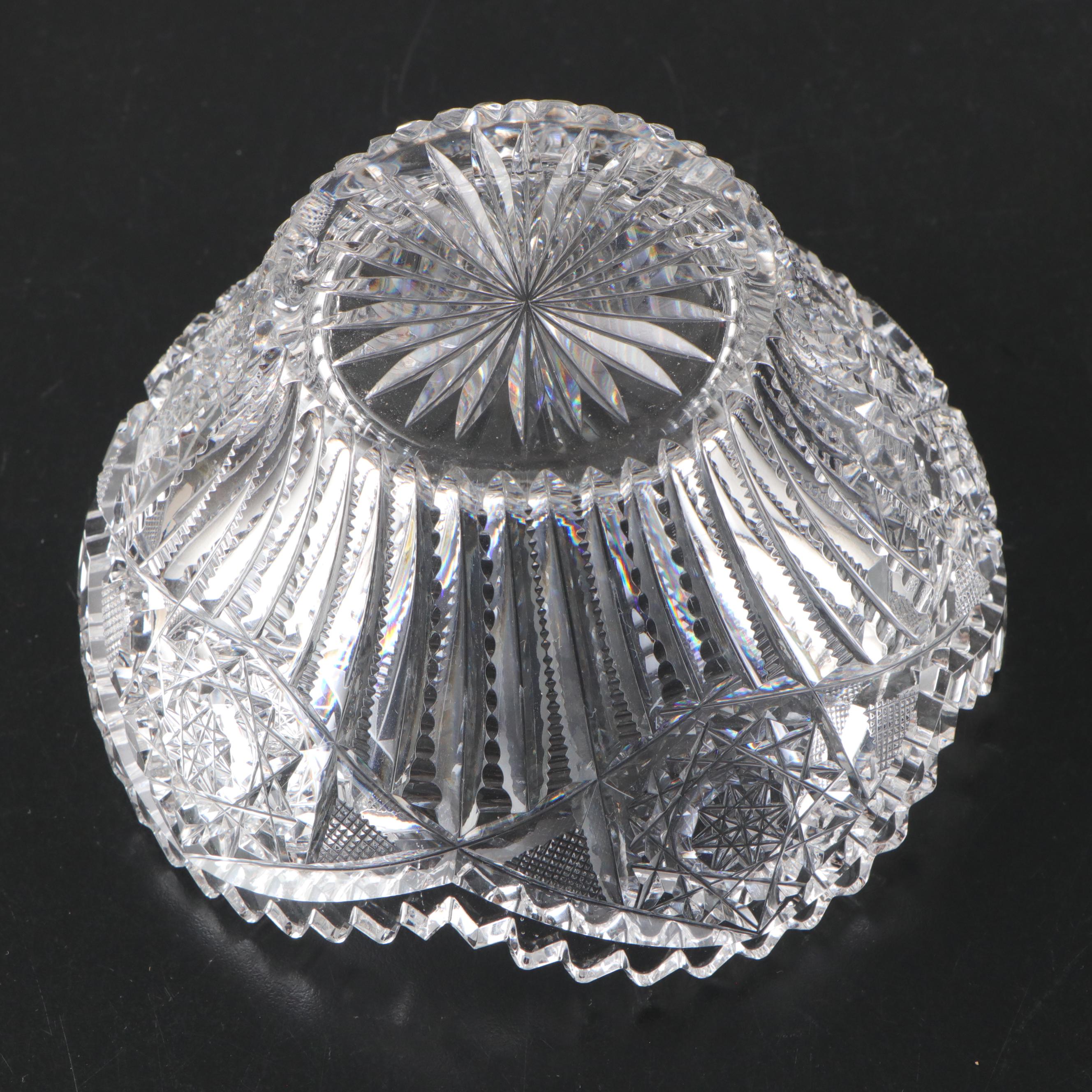 American Brilliant Style Cut Glass Vase, Saucer, Nut Bowl and More