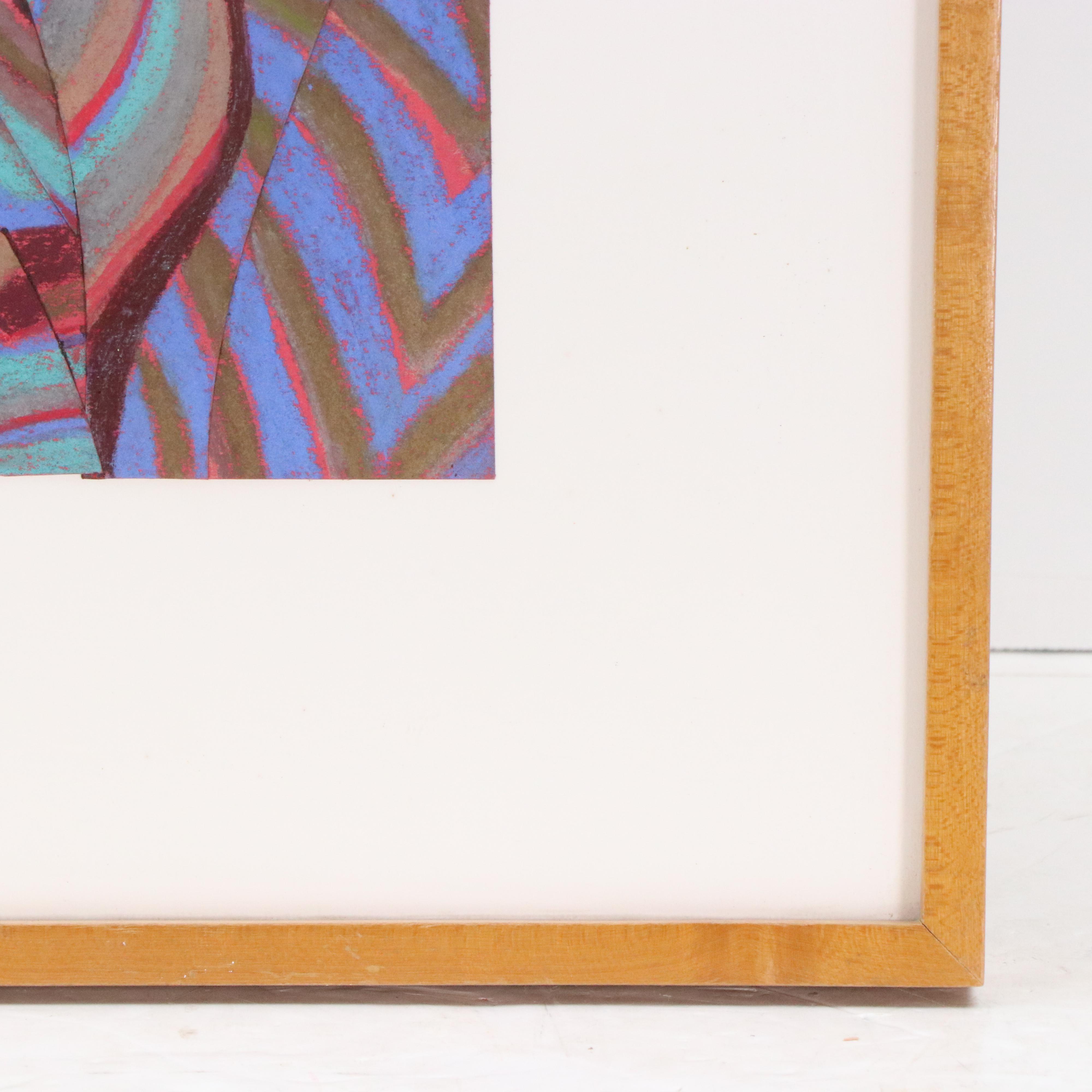 Marc Zimmerman Non-Objective Chalk Pastel Drawing Collage "Fragmented Farm Icon"