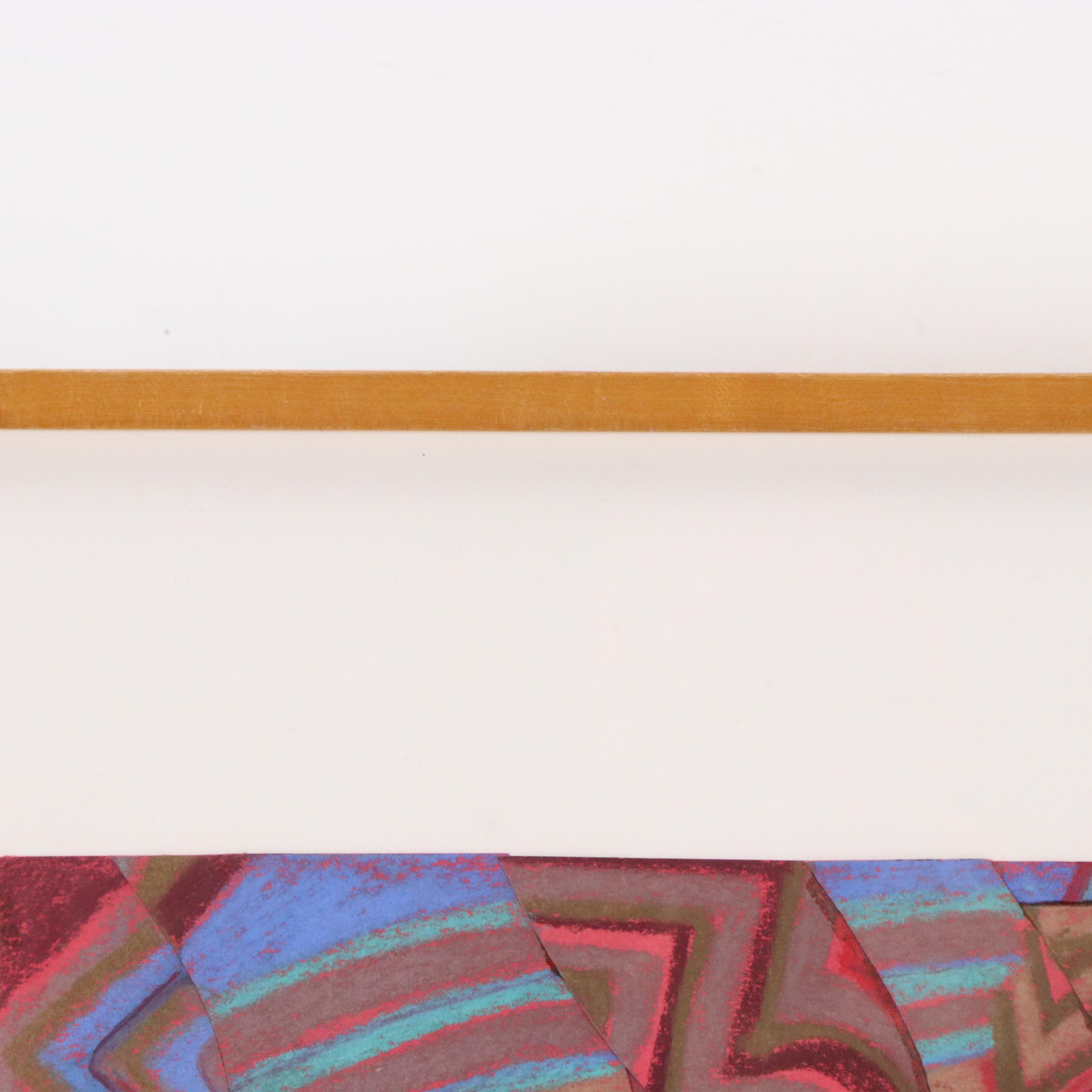 Marc Zimmerman Non-Objective Chalk Pastel Drawing Collage "Fragmented Farm Icon"