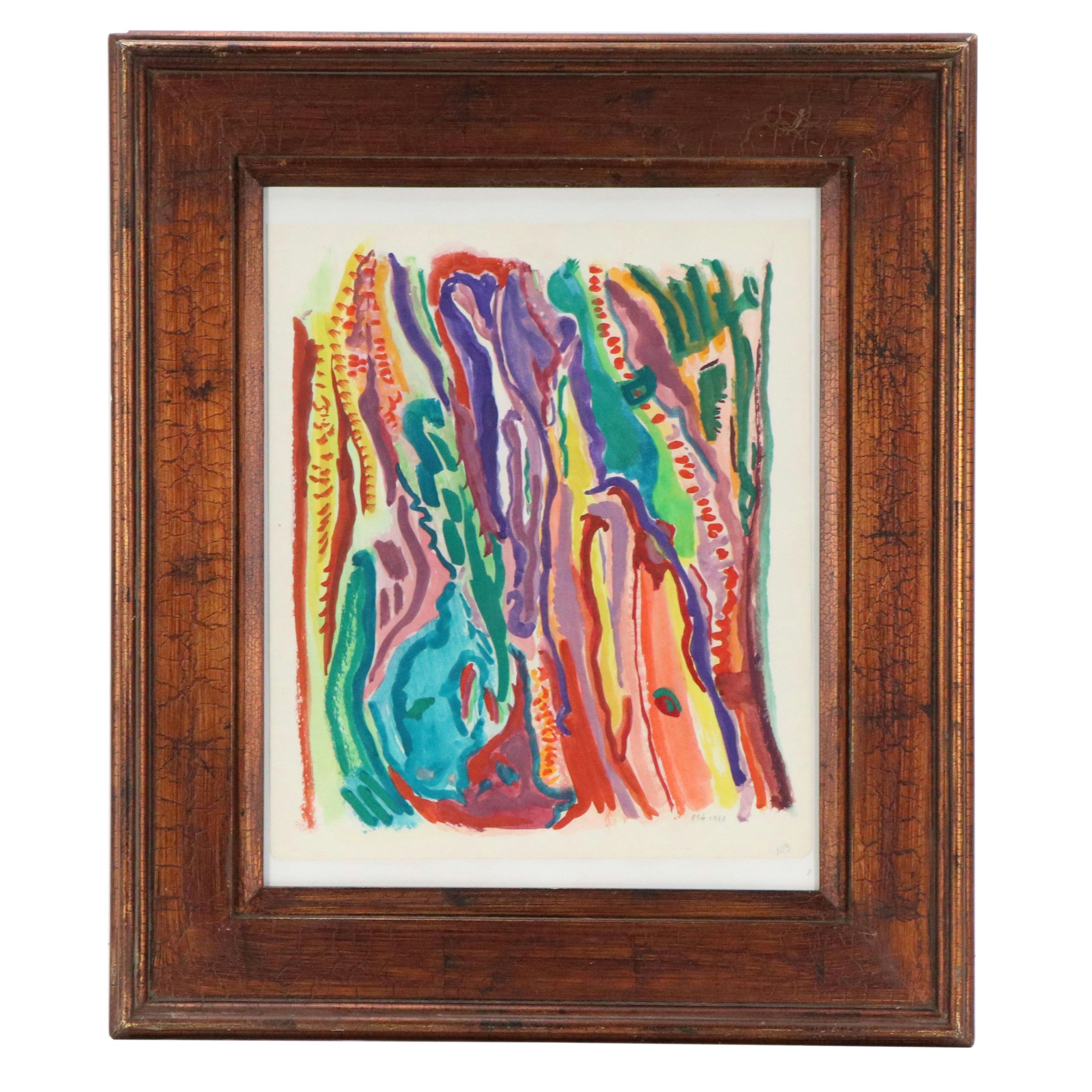 Phyllis Trager Hyman Non-Objective Gouache Painting, 1980