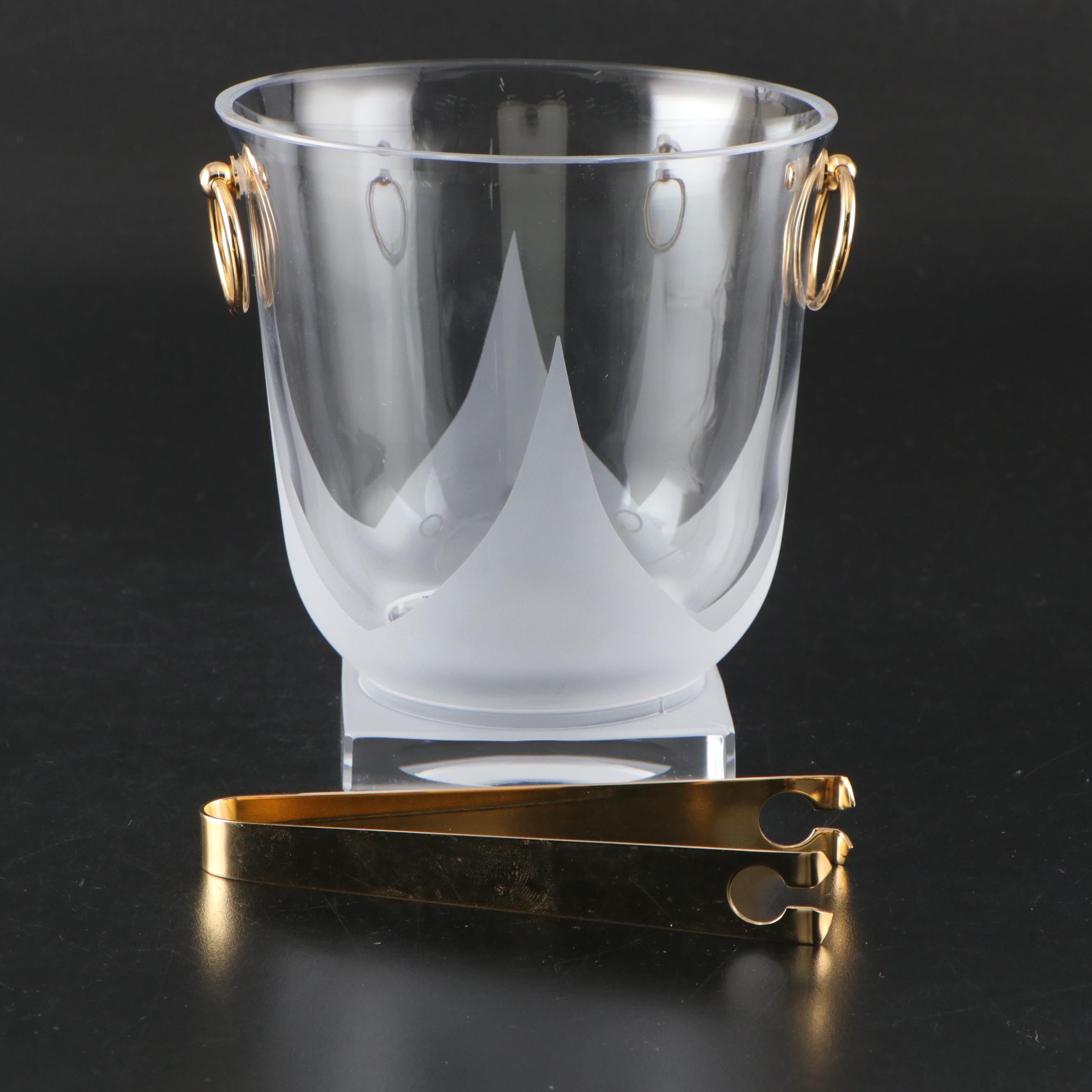 Oneida "Antonia" Pitcher with Sasaki Glass Ice Bucket, Decanters and Tags