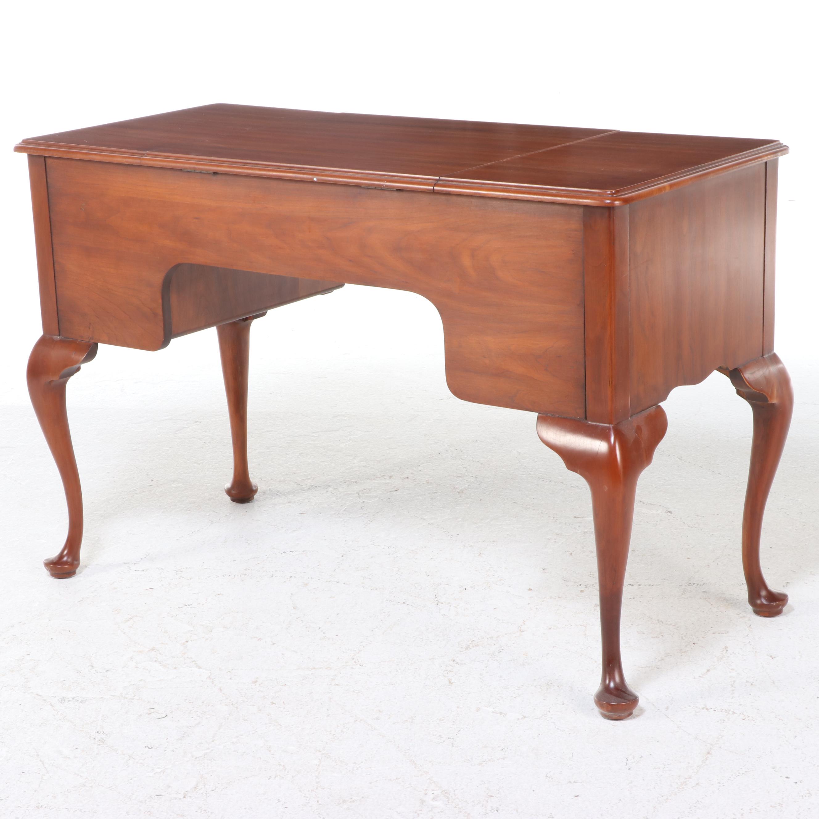 Henkel-Harris Queen Anne Style Cherrywood Enclosed Dressing Table, Dated 1969