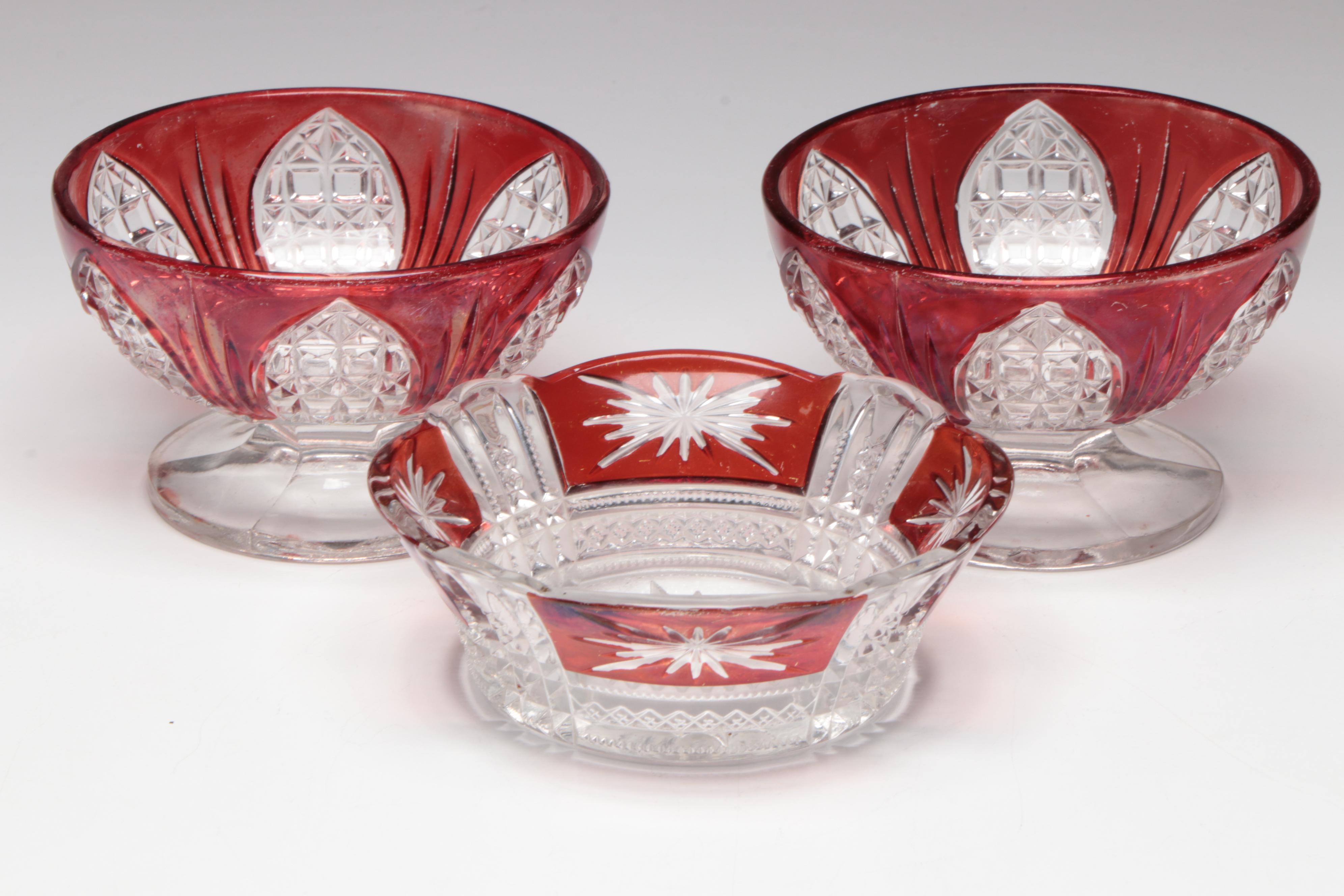 Tartentum "Atlanta" Creamer with Kings Crown and Other Ruby Flashed Tableware
