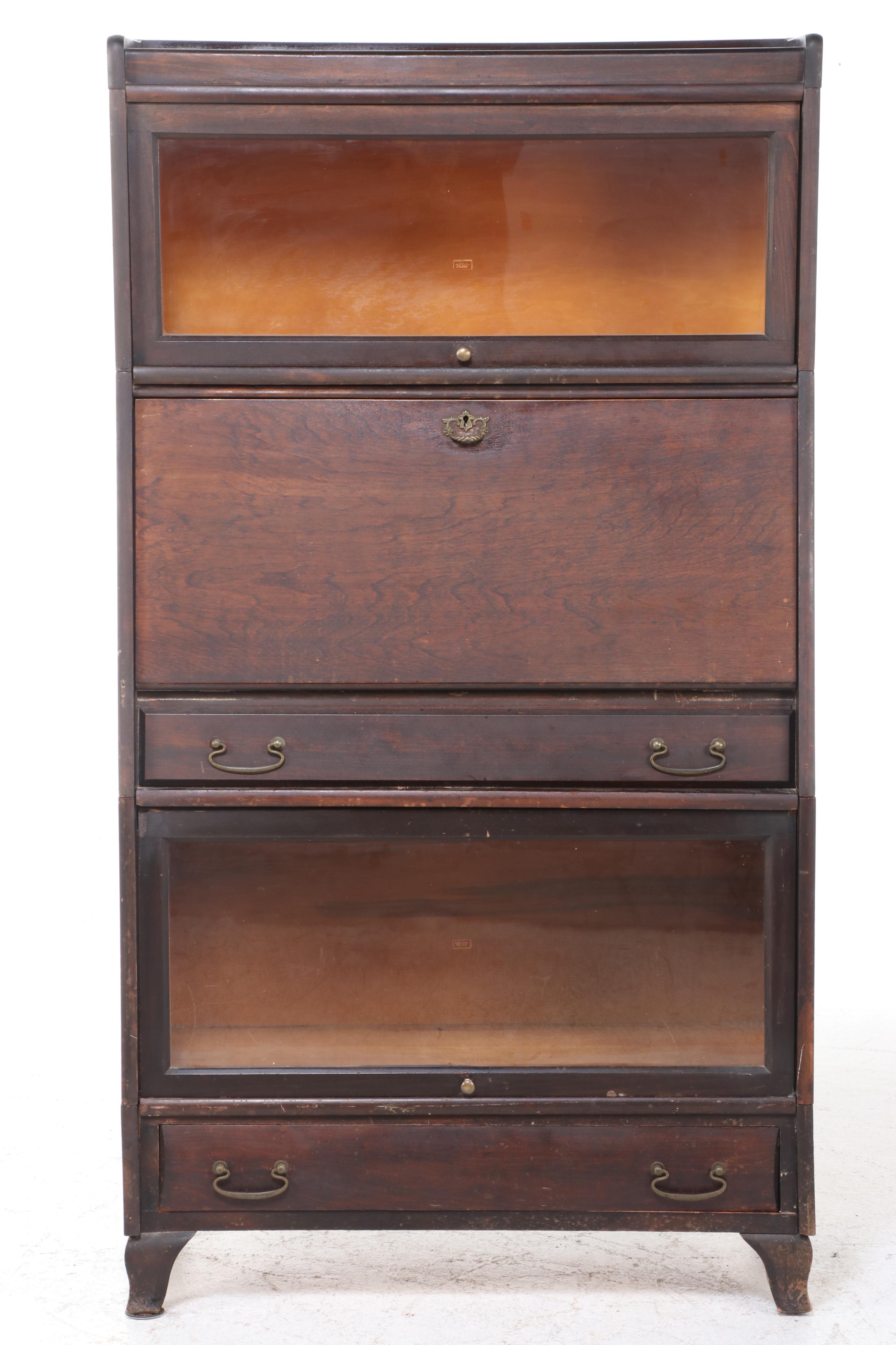 Weis Mahogany-Stained Barrister's Bookcase with Secretary, Early 20th Century