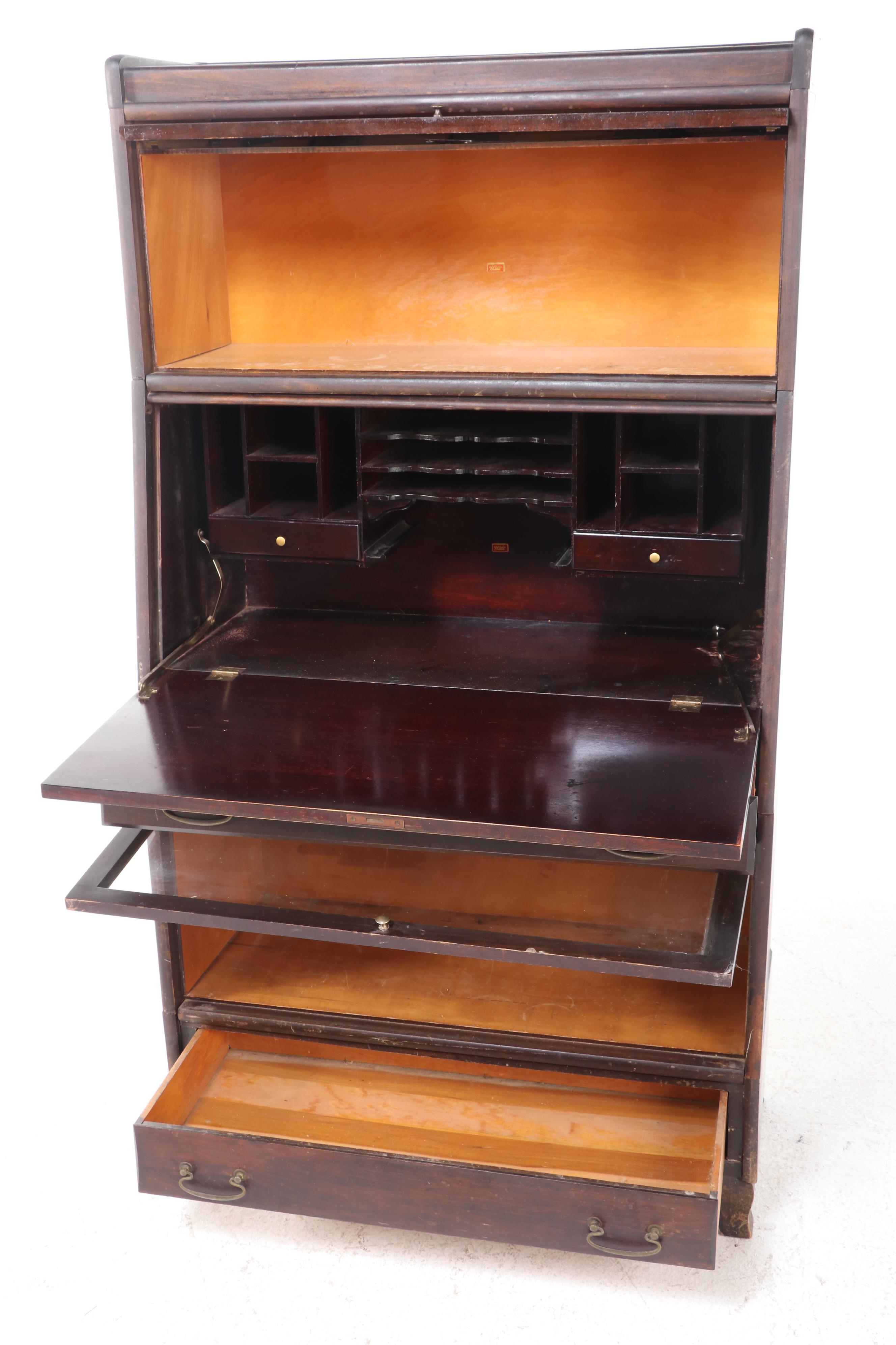 Weis Mahogany-Stained Barrister's Bookcase with Secretary, Early 20th Century