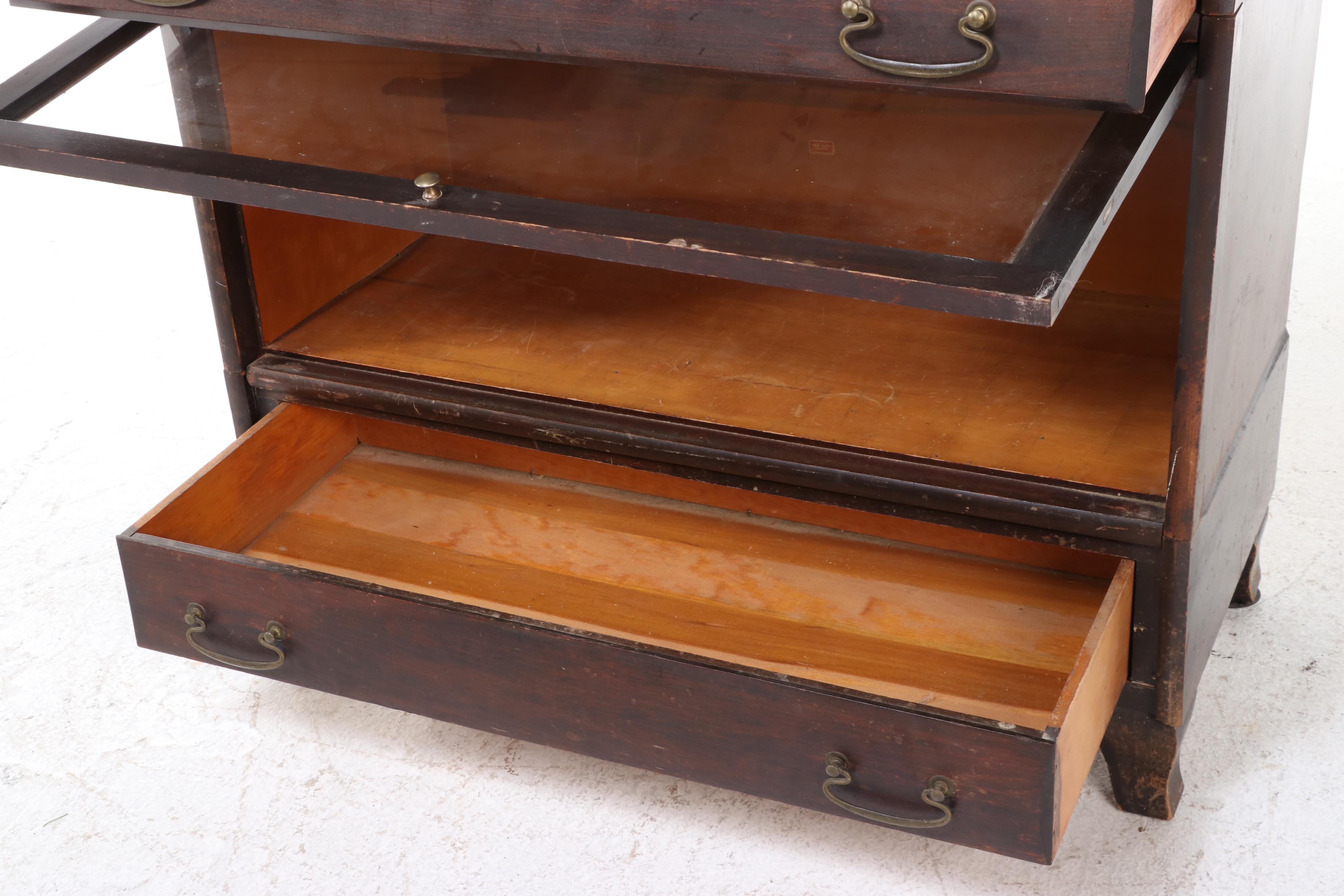 Weis Mahogany-Stained Barrister's Bookcase with Secretary, Early 20th Century