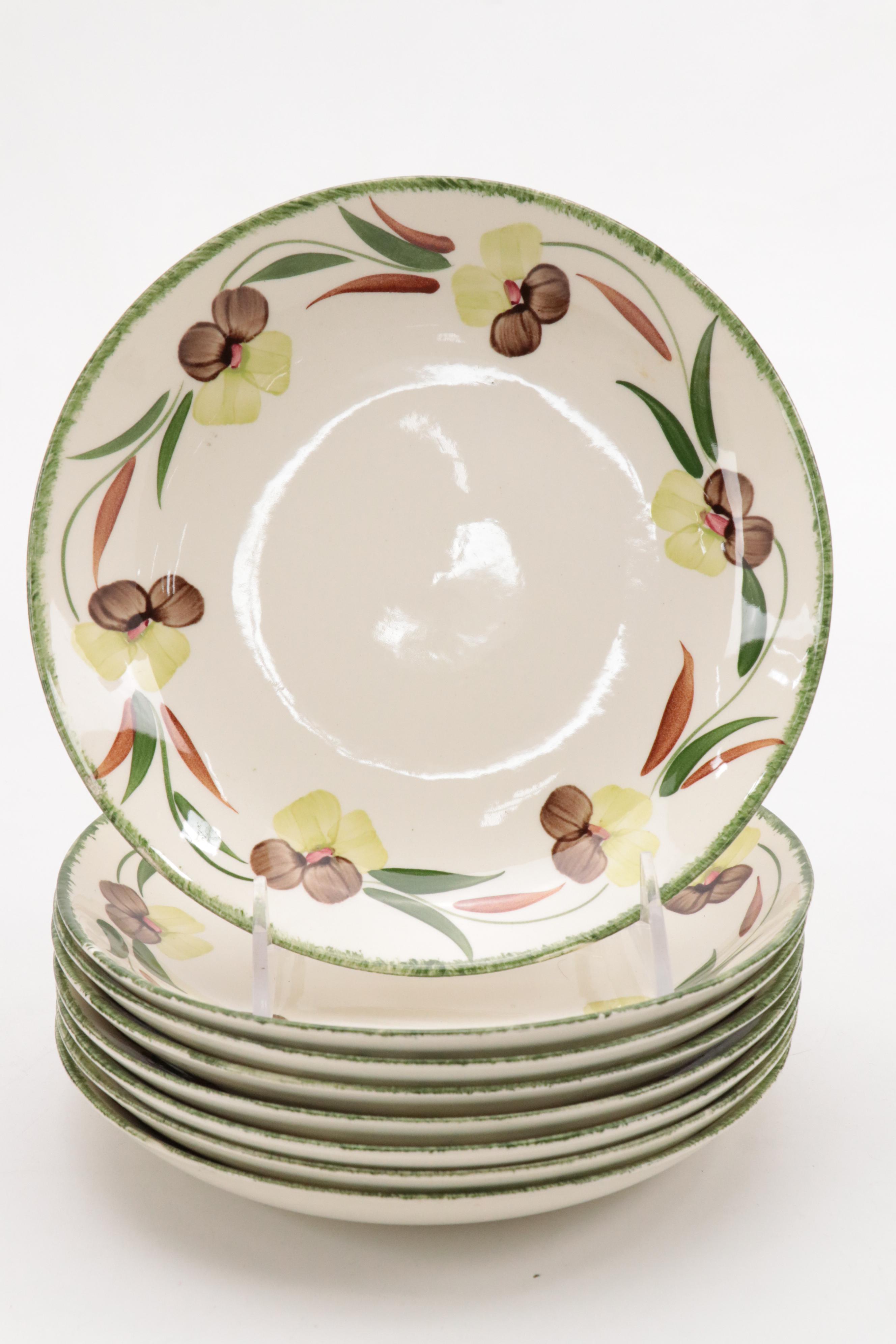 Blue Ridge Southern Pottery "Flower Fantasy" Ceramic Bowl and Plates