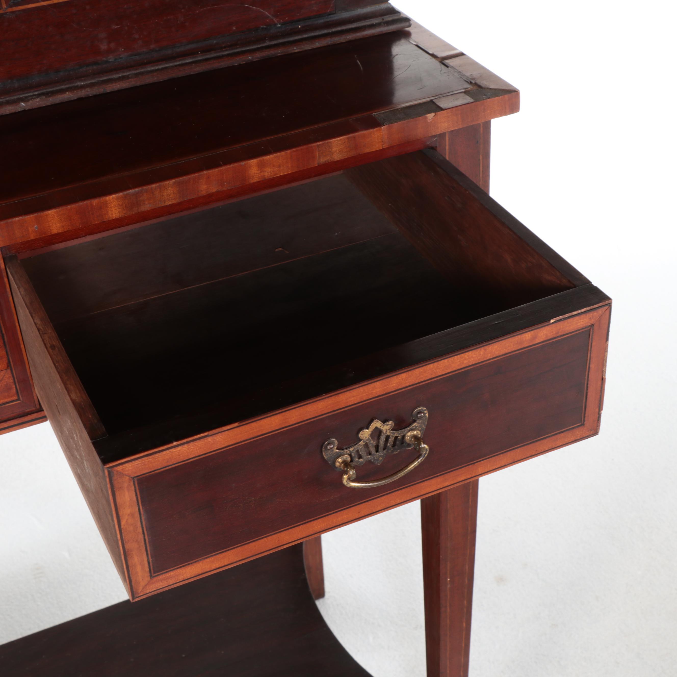 George III Mahogany and Marquetry Bookcase-on-Stand, Early 19th Century & Later
