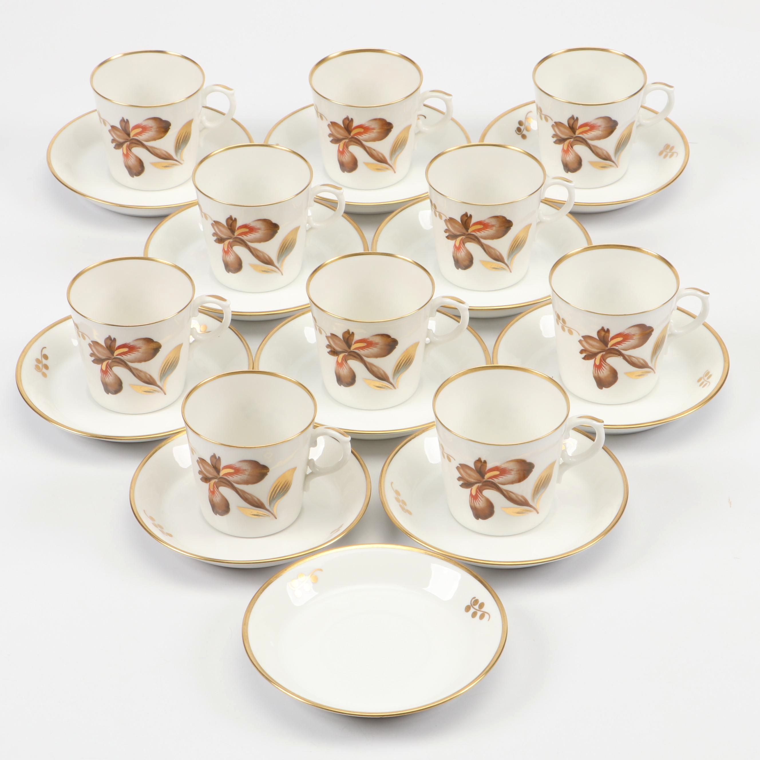 Royal Copenhagen "Brown Iris" Porcelain Demitasse Cups and Saucers