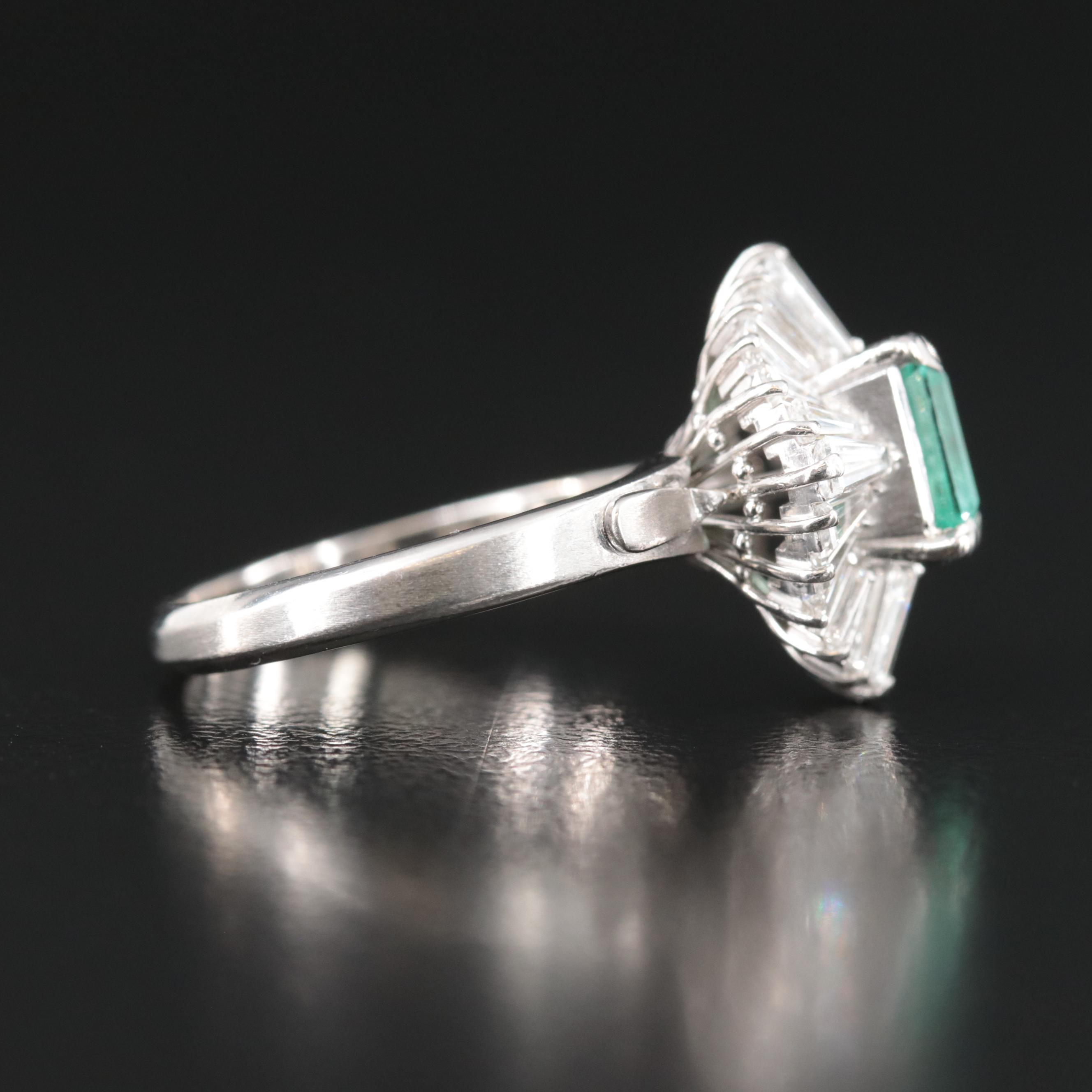Platinum F1 Colombian Emerald and Diamond Ballerina Ring with a GIA Report
