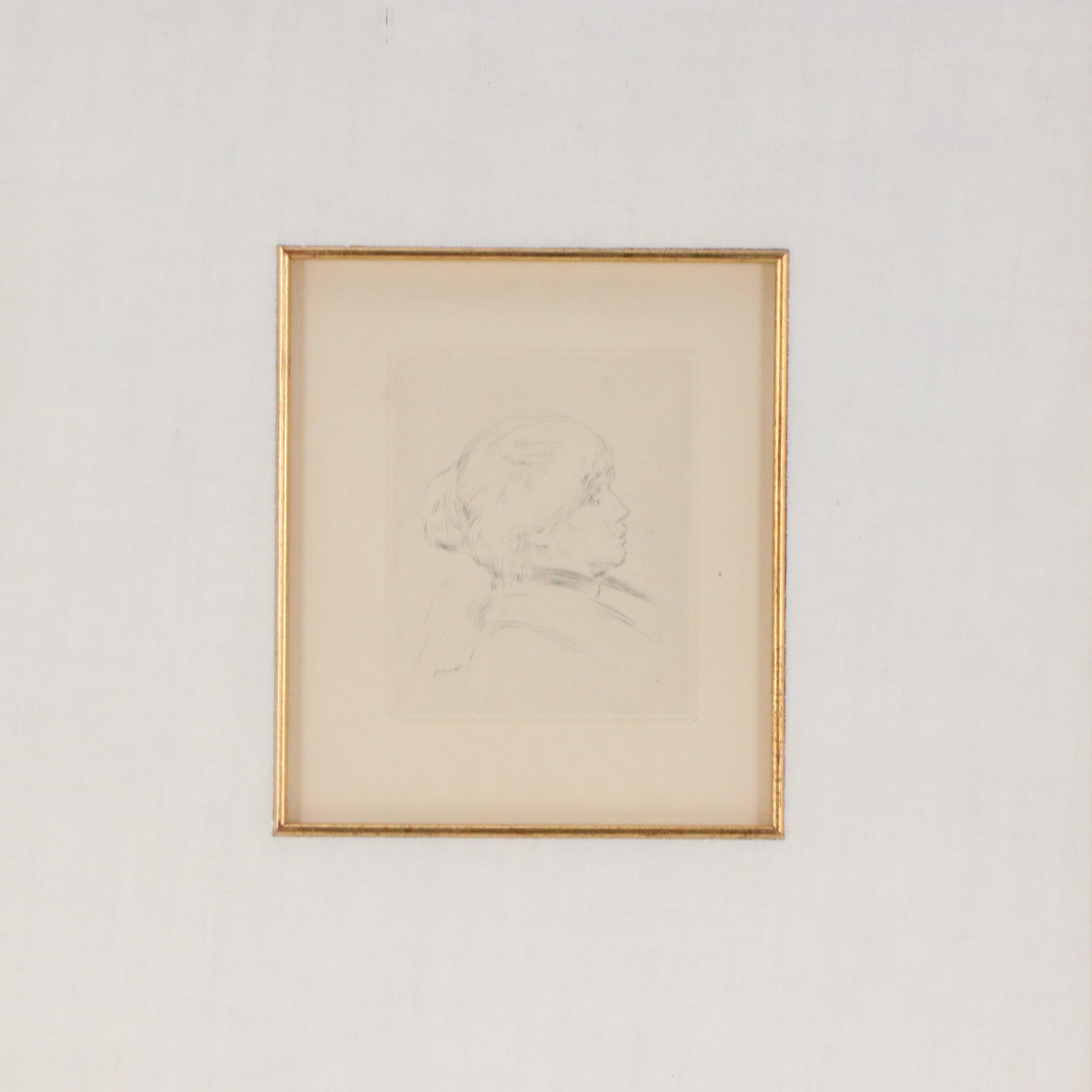 Pierre-Auguste Renoir Restrike Etching of Portrait of Berthe Morisot