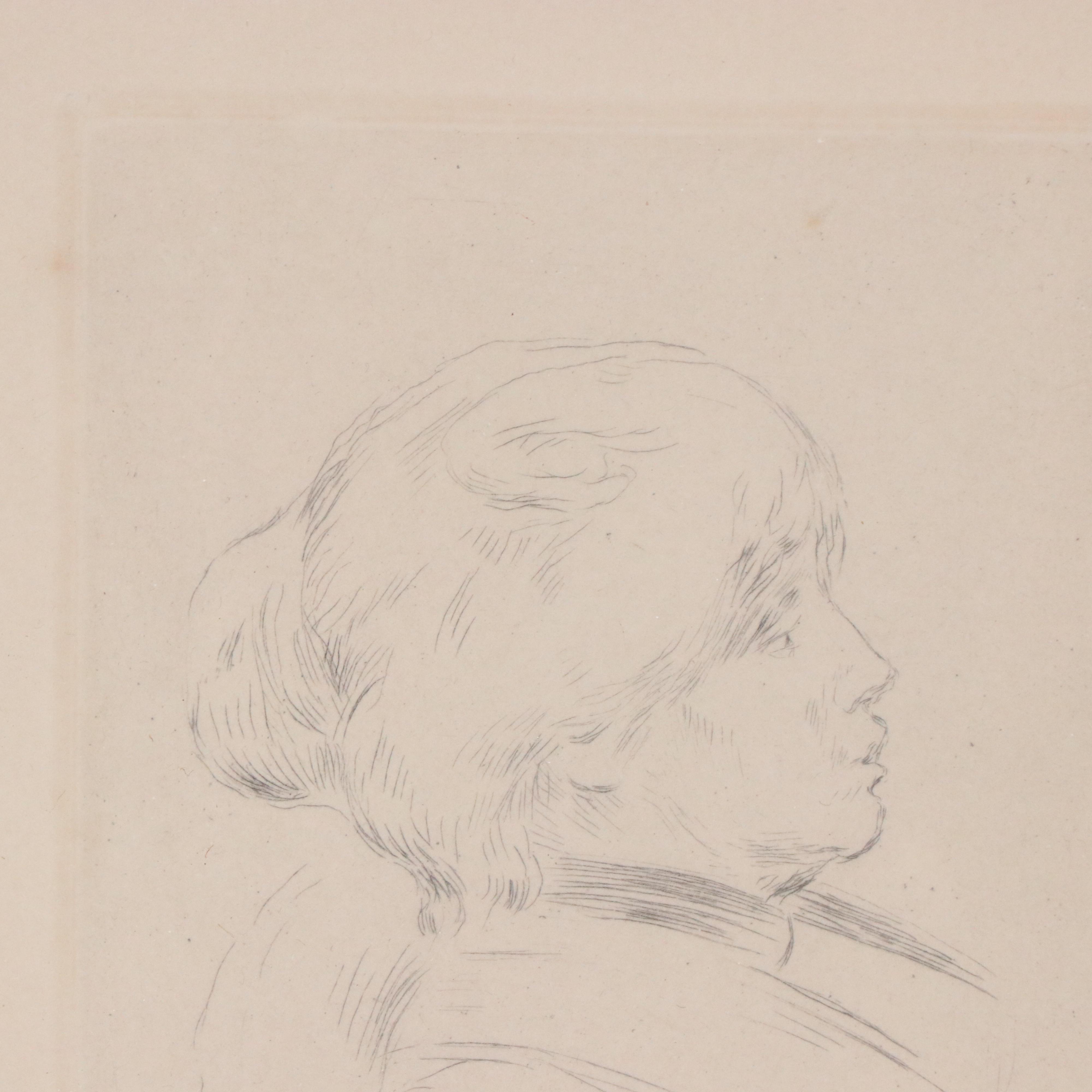 Pierre-Auguste Renoir Restrike Etching of Portrait of Berthe Morisot
