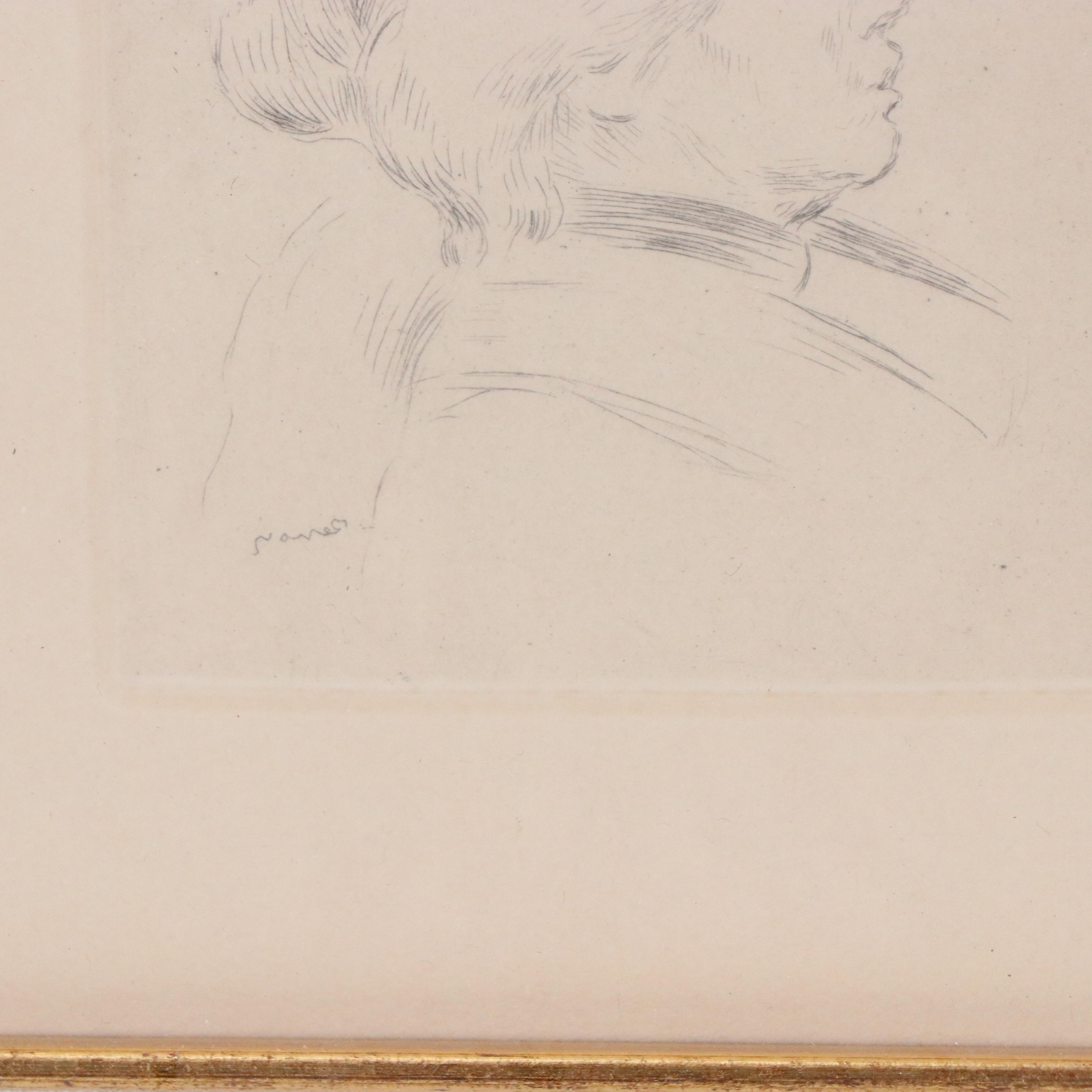 Pierre-Auguste Renoir Restrike Etching of Portrait of Berthe Morisot