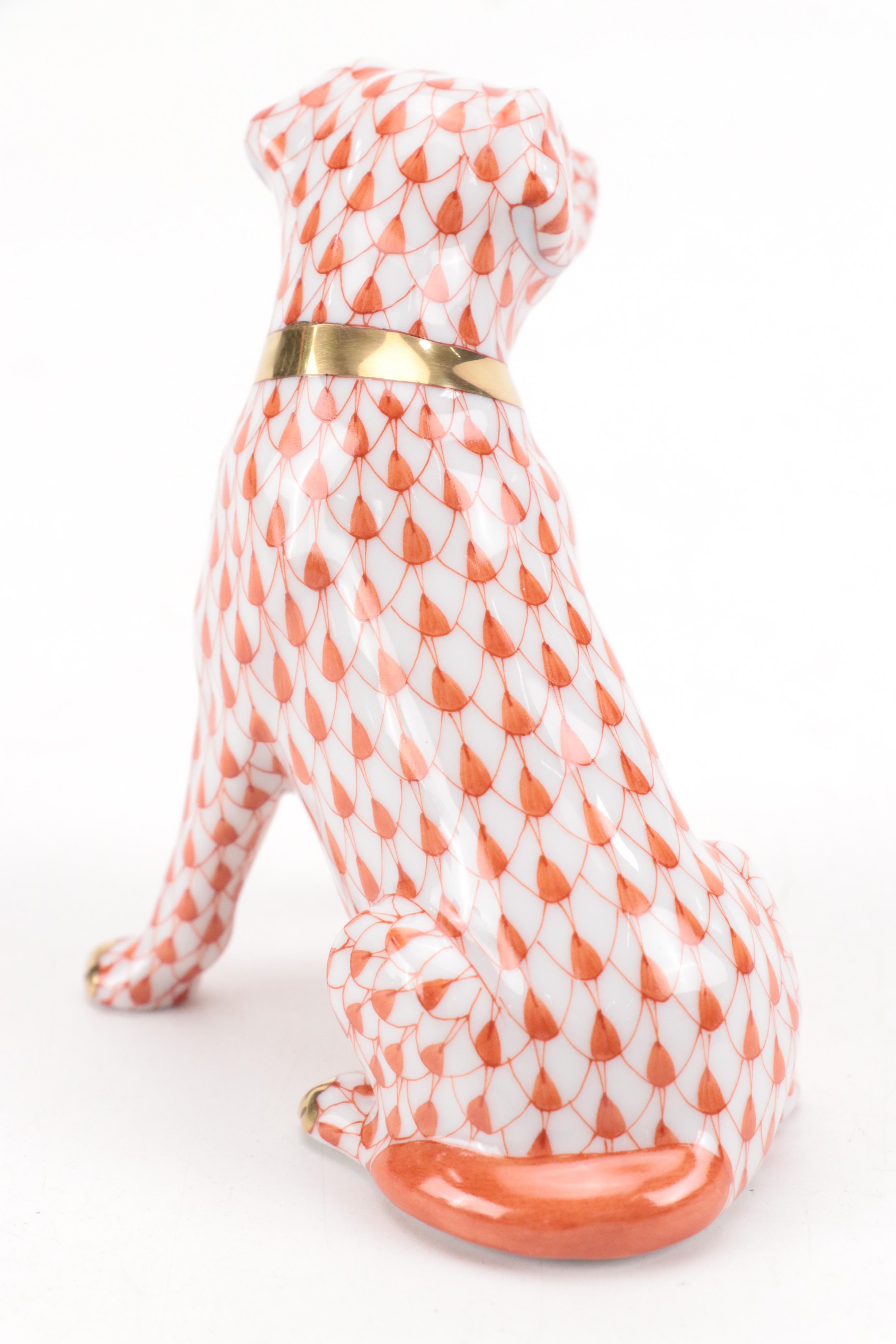 Herend Rust Fishnet with Gold "Labrador Retriever" Porcelain Figurine