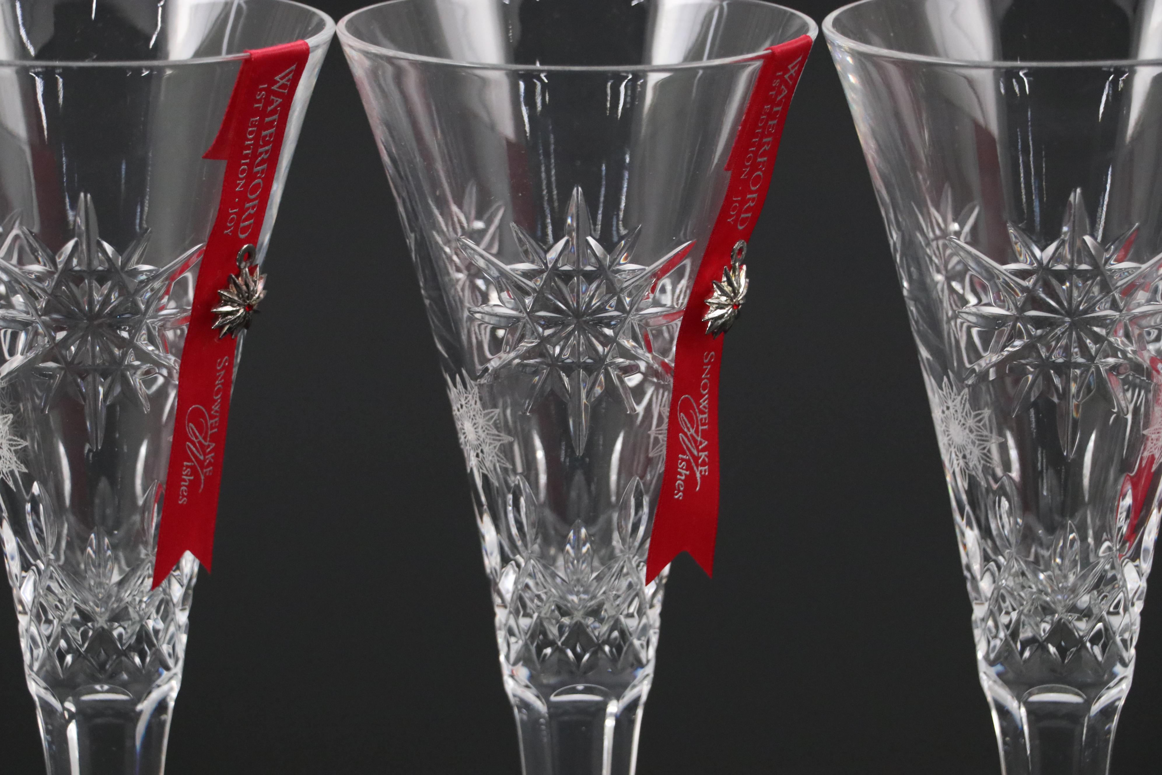 Waterford Crystal Snowflake Wishes "Snowflake Joy" Toasting Flutes