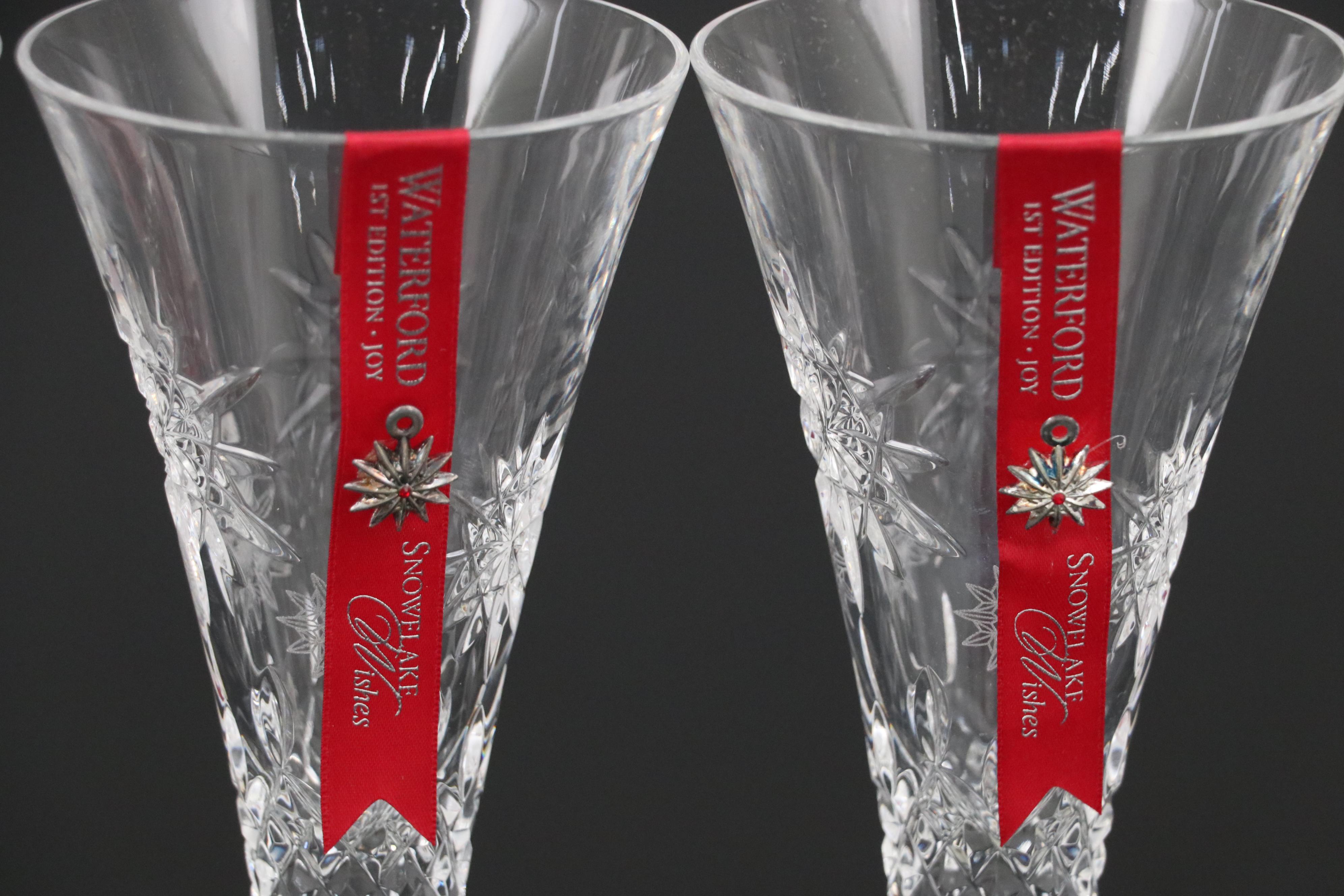 Waterford Crystal Snowflake Wishes "Snowflake Joy" Toasting Flutes