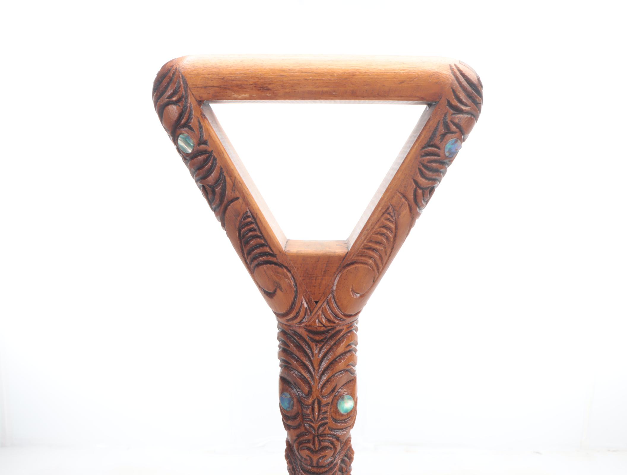 Carved Wood and Other Walking Sticks and Canes Featuring Abalone