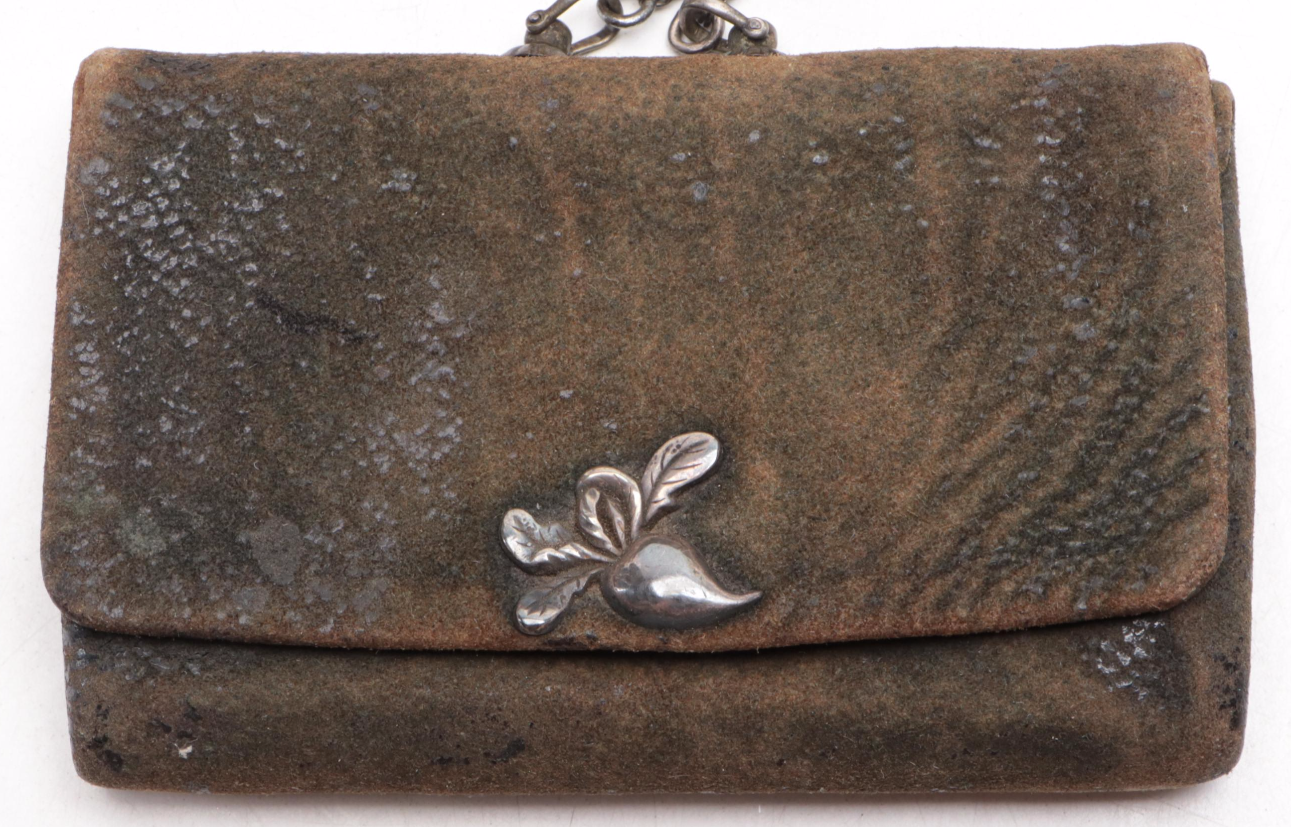 Japanese Meiji Period Bamboo/Brass Kiseru, Leather Case, and Tobacco Pouch