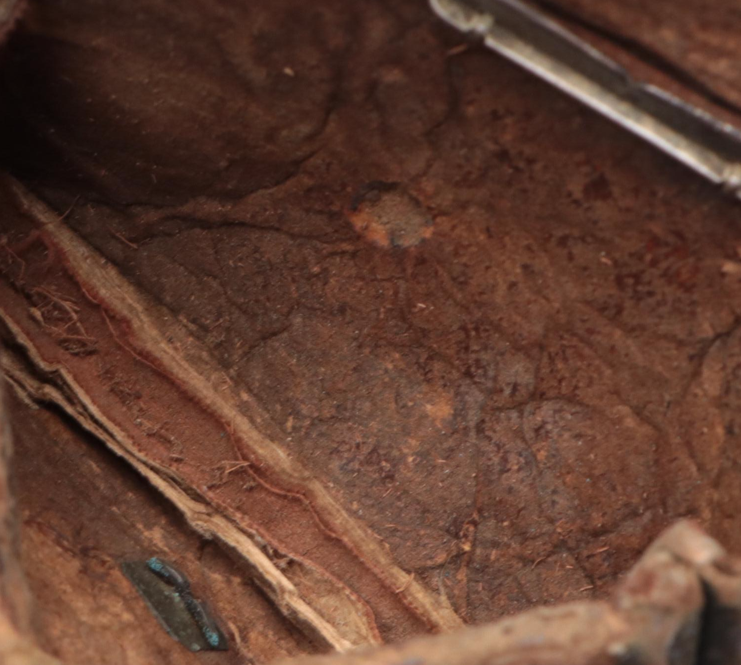 Japanese Meiji Period Bamboo/Brass Kiseru, Leather Case, and Tobacco Pouch