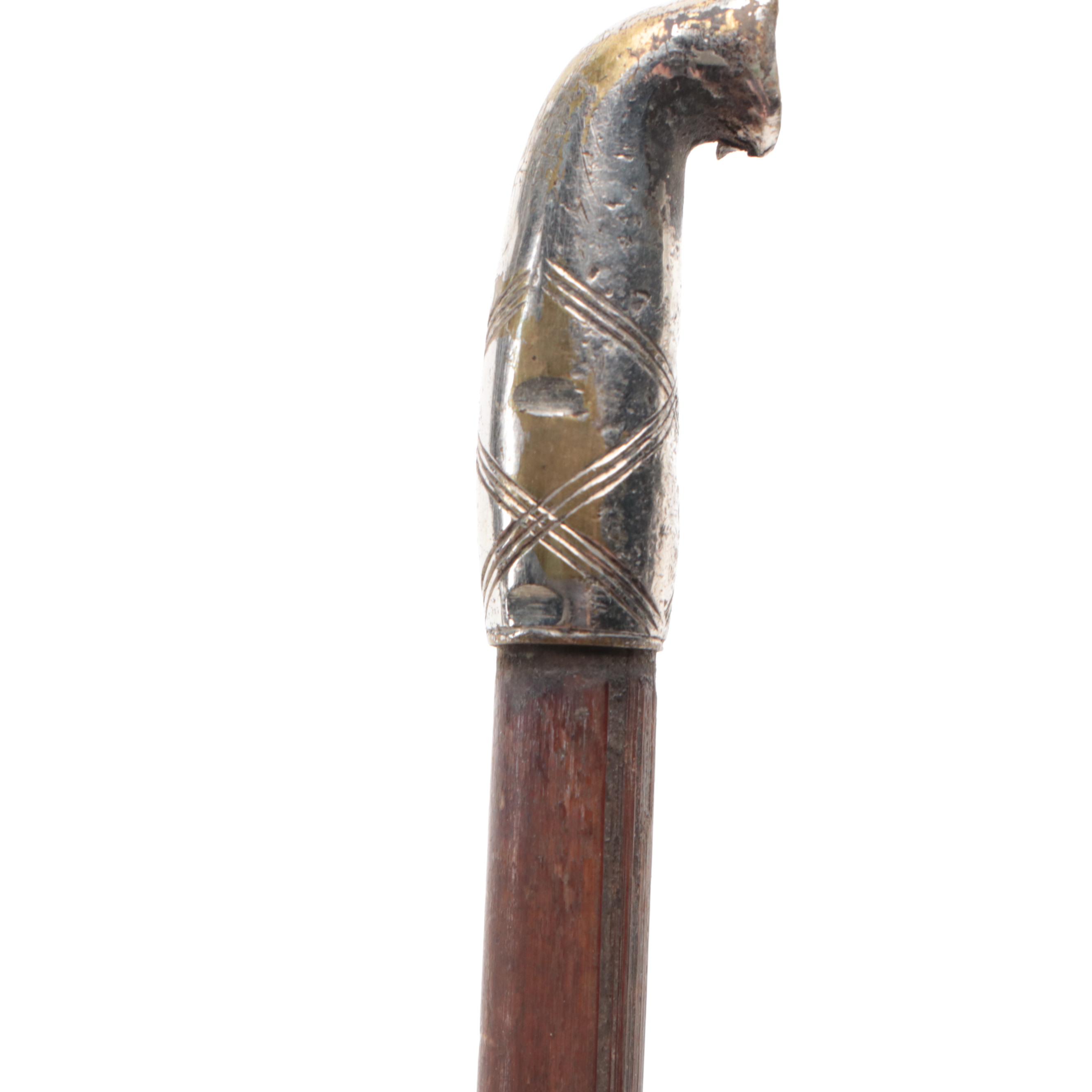 Japanese Meiji Period Bamboo/Brass Kiseru, Leather Case, and Tobacco Pouch