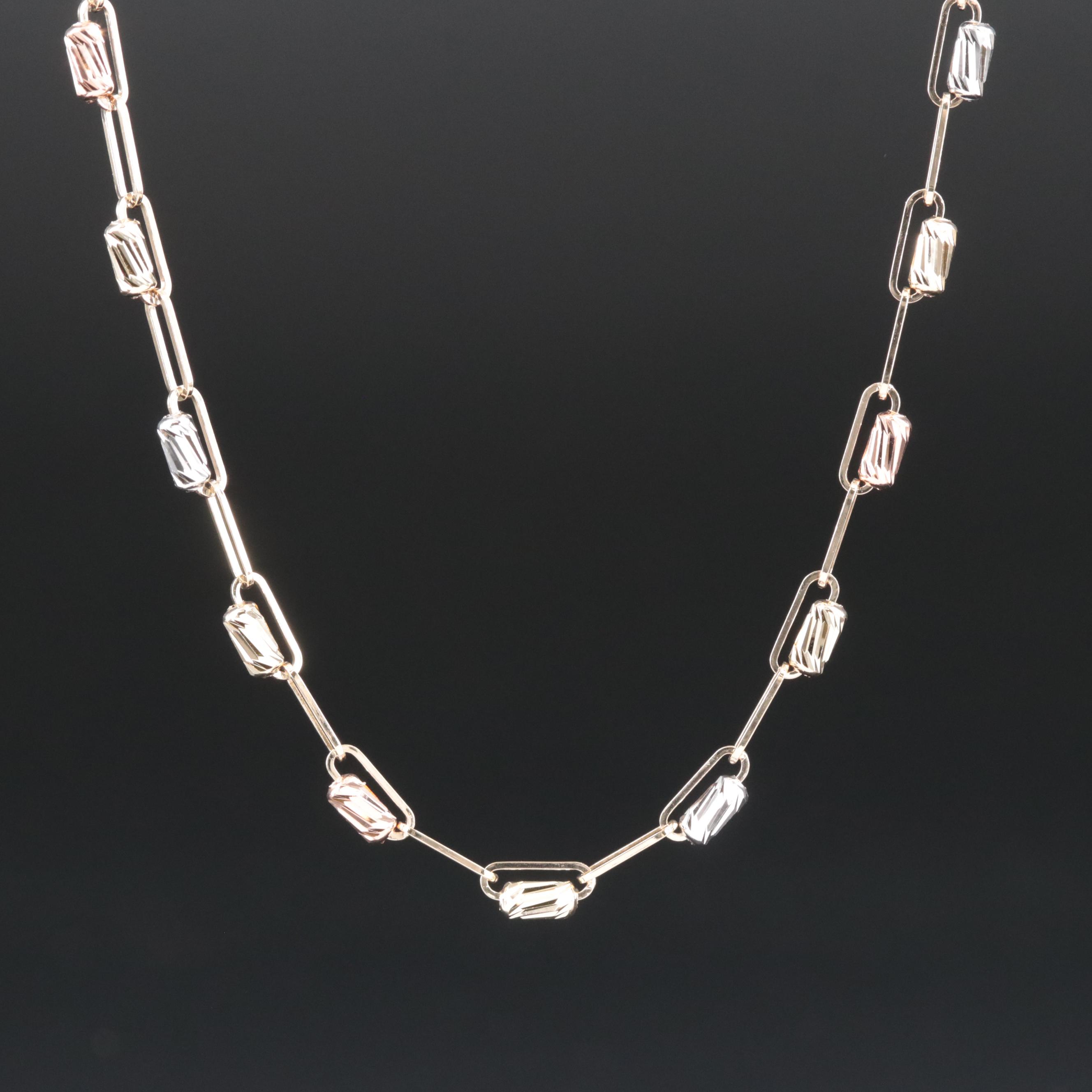 10K Chain with Tri-Color Gold Accents