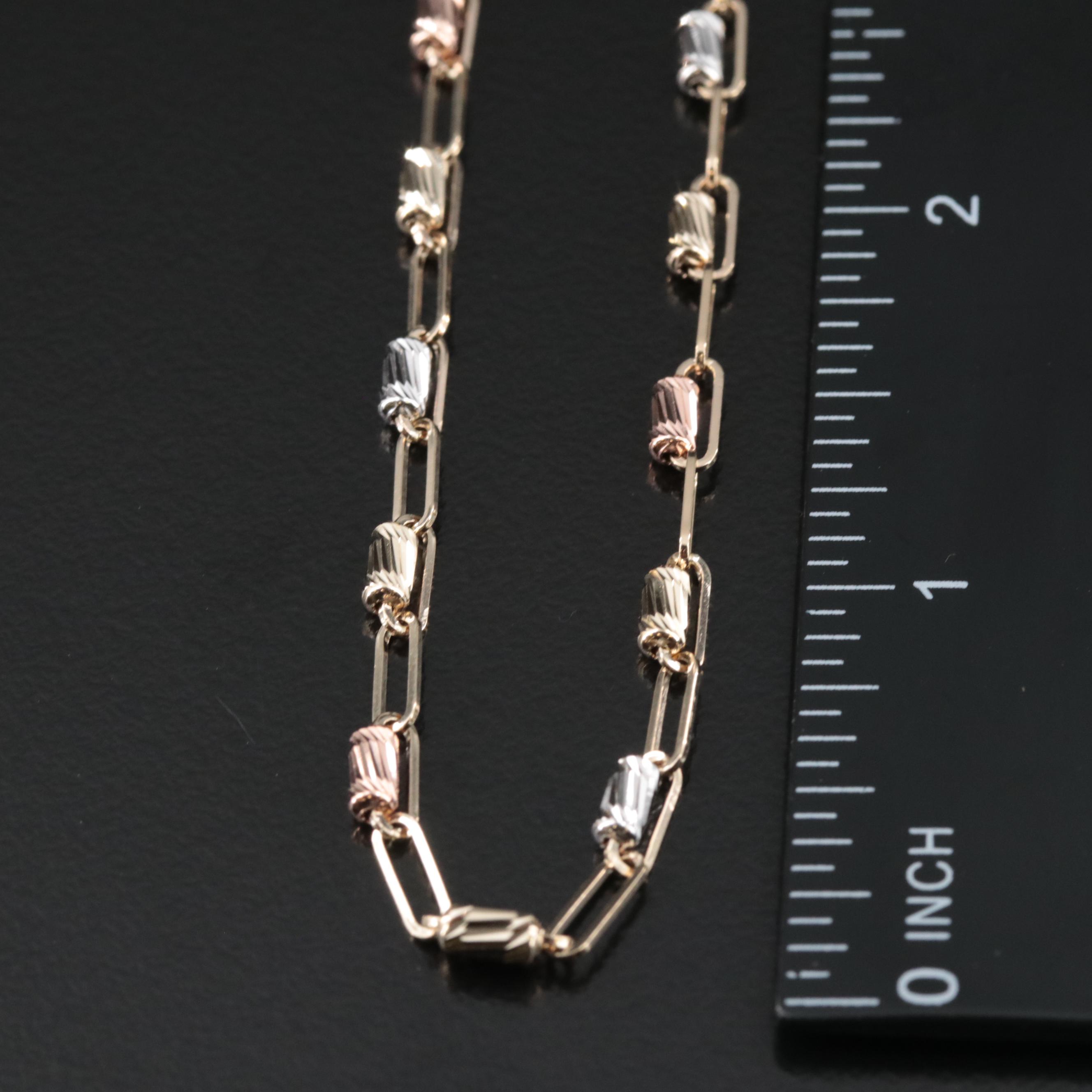10K Chain with Tri-Color Gold Accents