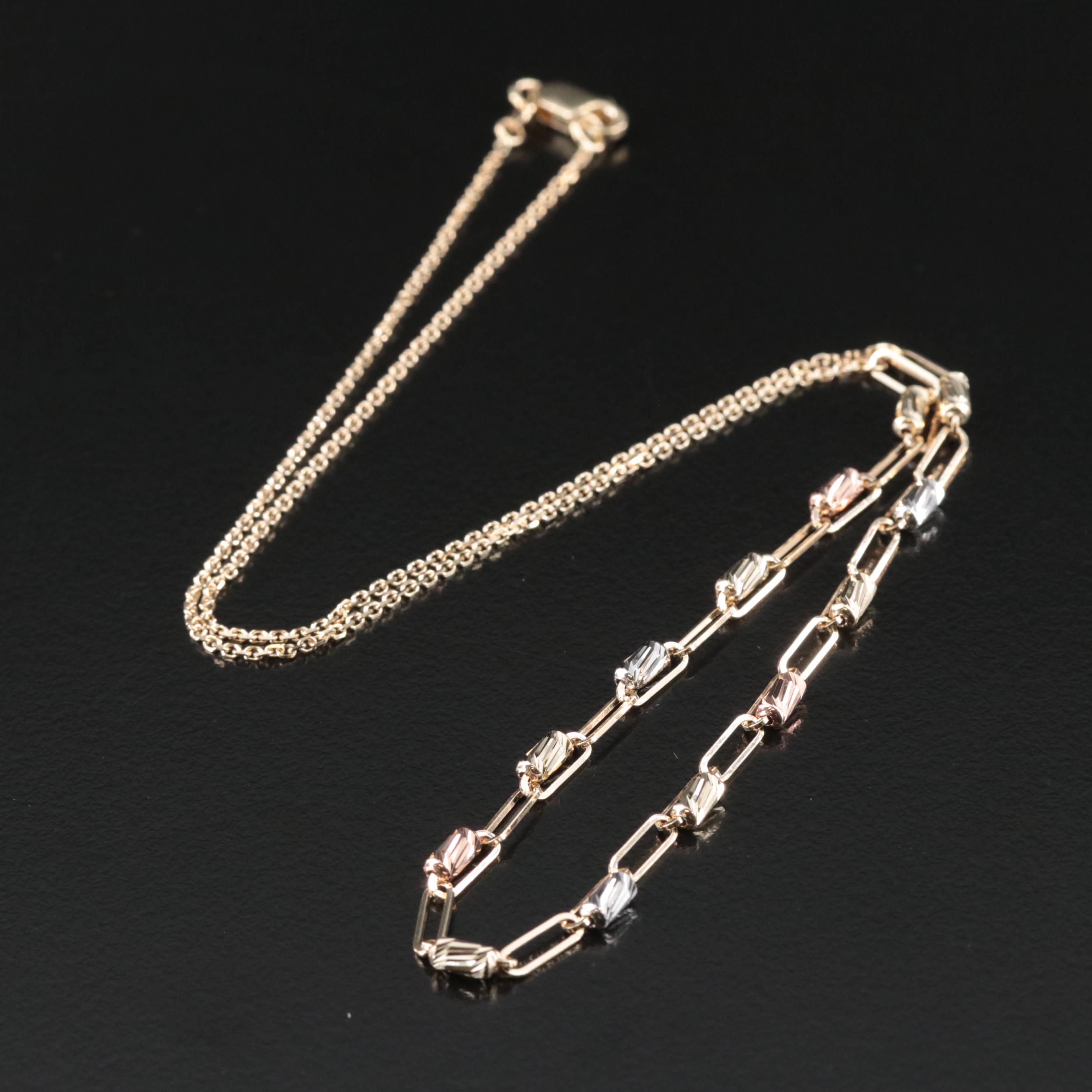 10K Chain with Tri-Color Gold Accents