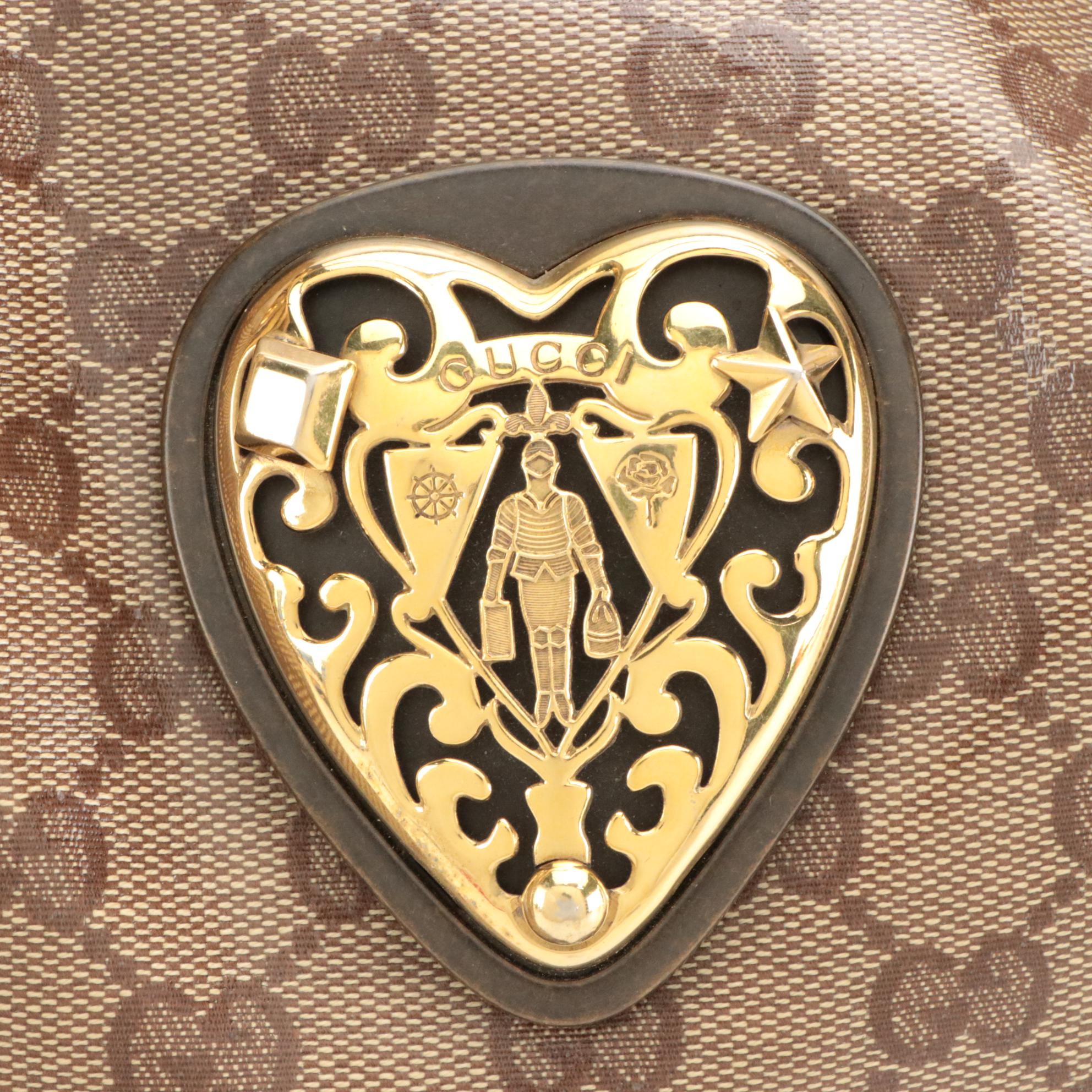 Gucci GG Signature and Studded Metallic Leather Babouska Hobo Bag with Tassel