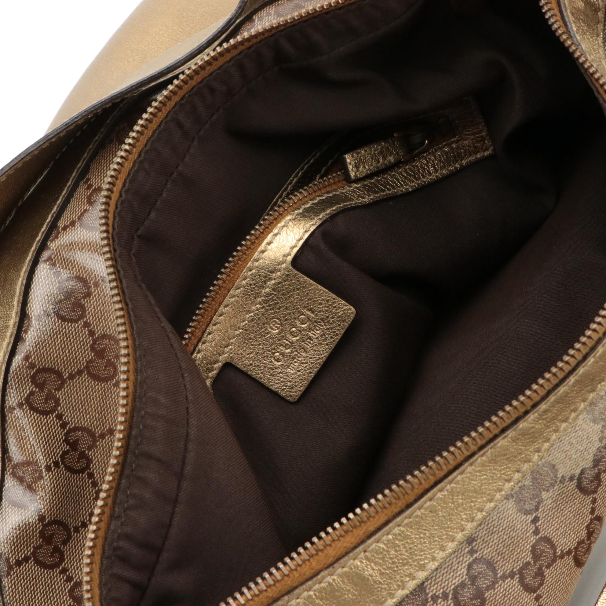 Gucci GG Signature and Studded Metallic Leather Babouska Hobo Bag with Tassel