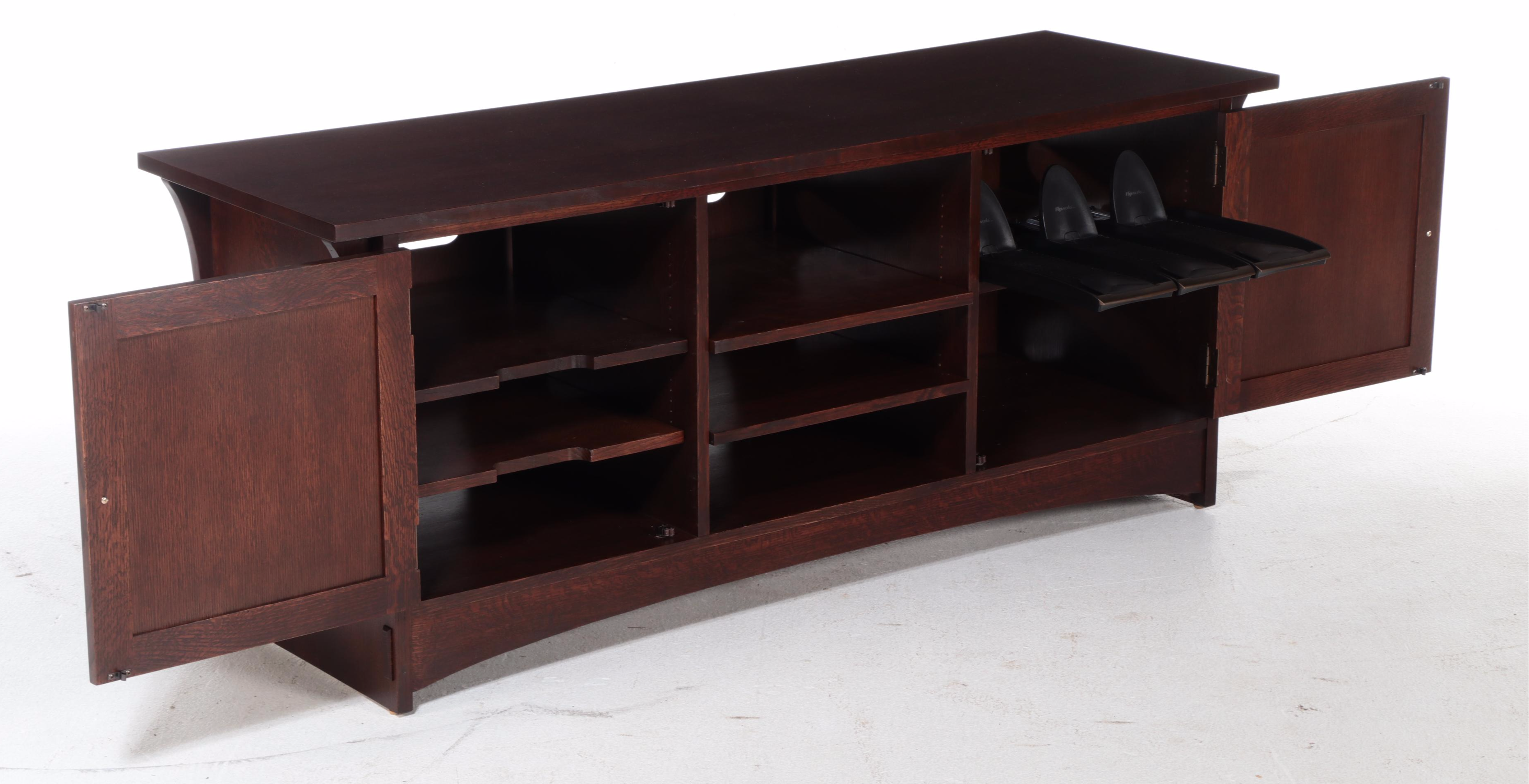 Stickley "Harvey Ellis" Quartersawn Oak and Marquetry Media Console, dated 2009