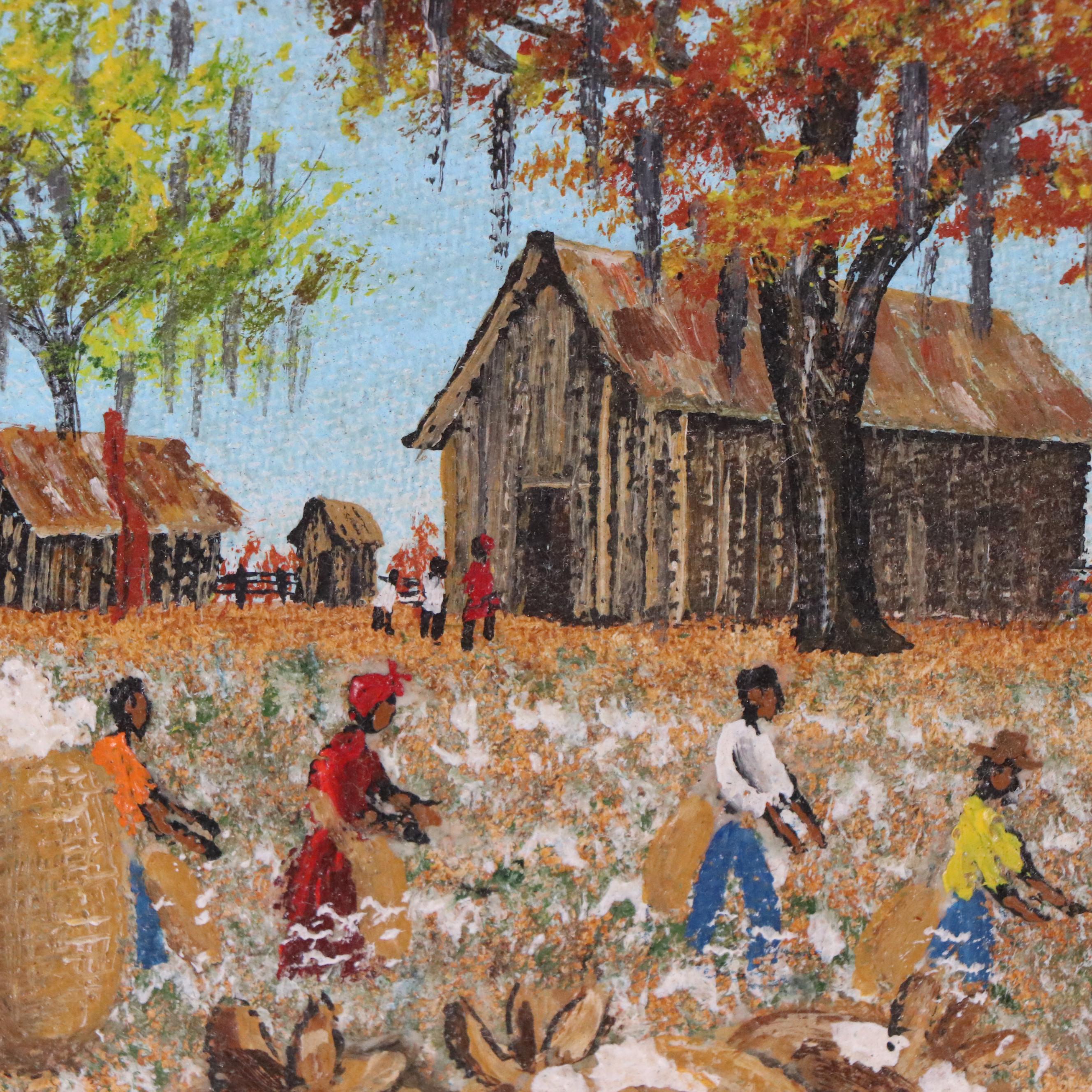 Almarie Pittman Little Folk Art Oil Painting, Mid 20th Century