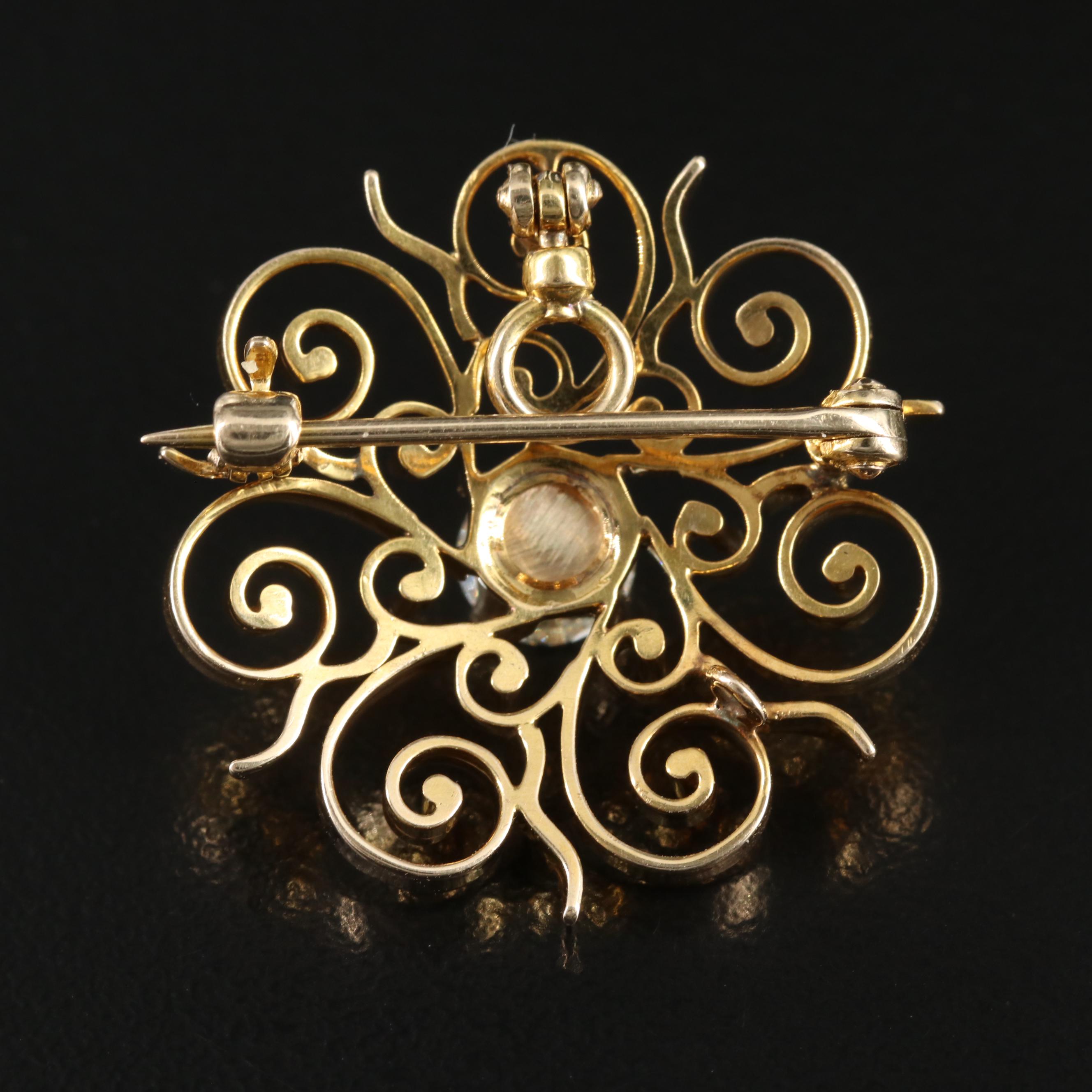 Vintage 14K 0.76 CT Diamond Converter Brooch