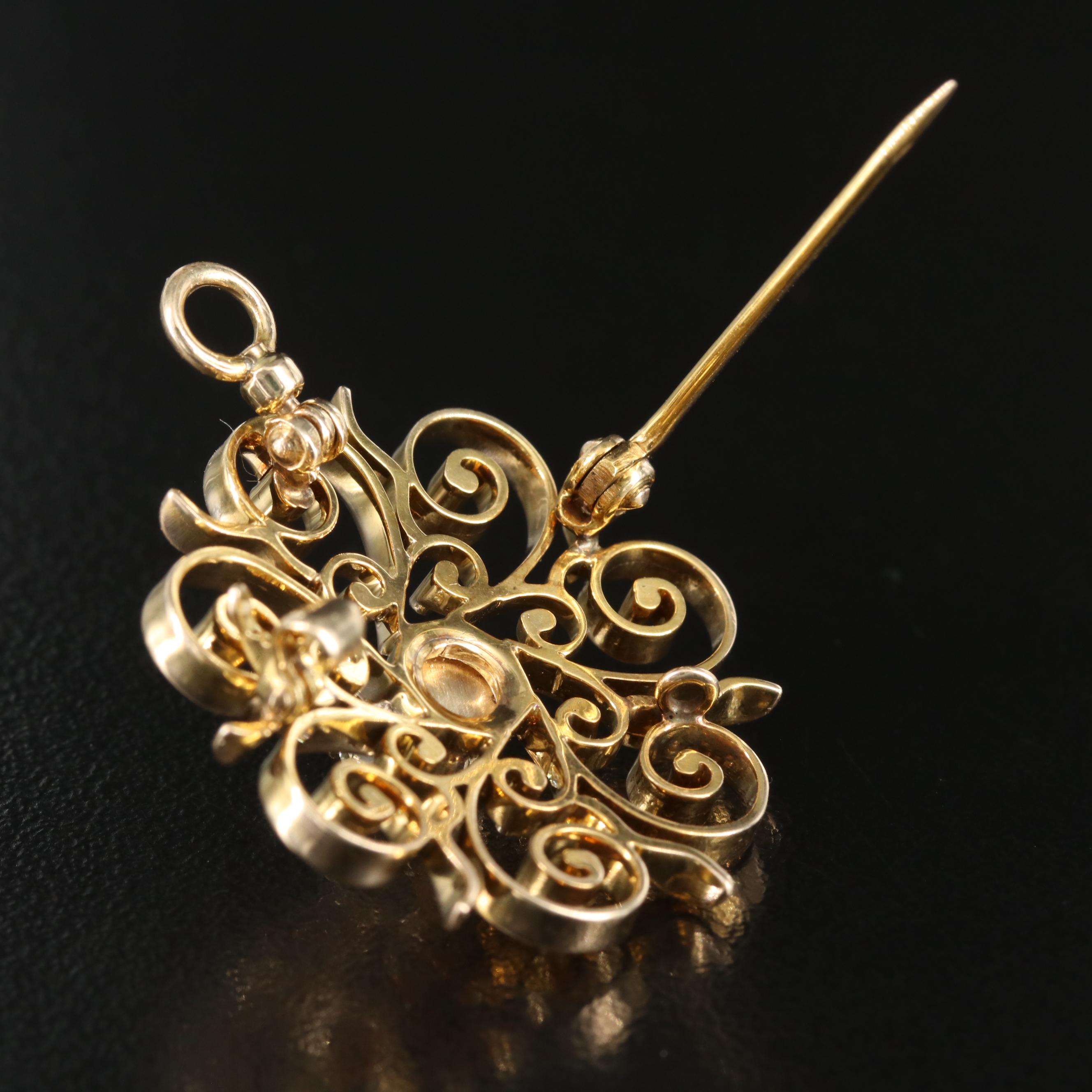 Vintage 14K 0.76 CT Diamond Converter Brooch