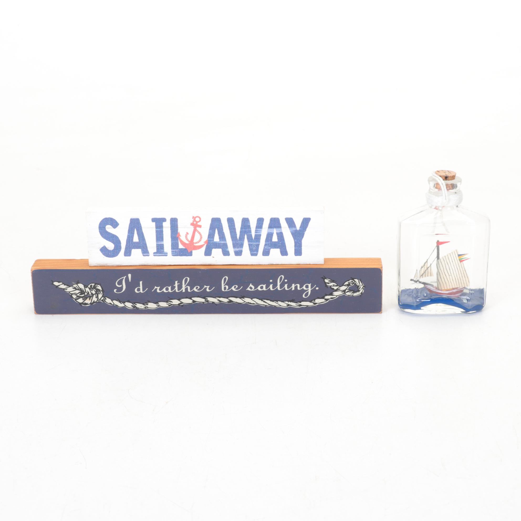 Sailing Collection with Bookends, Candle Holders, and Other Decor