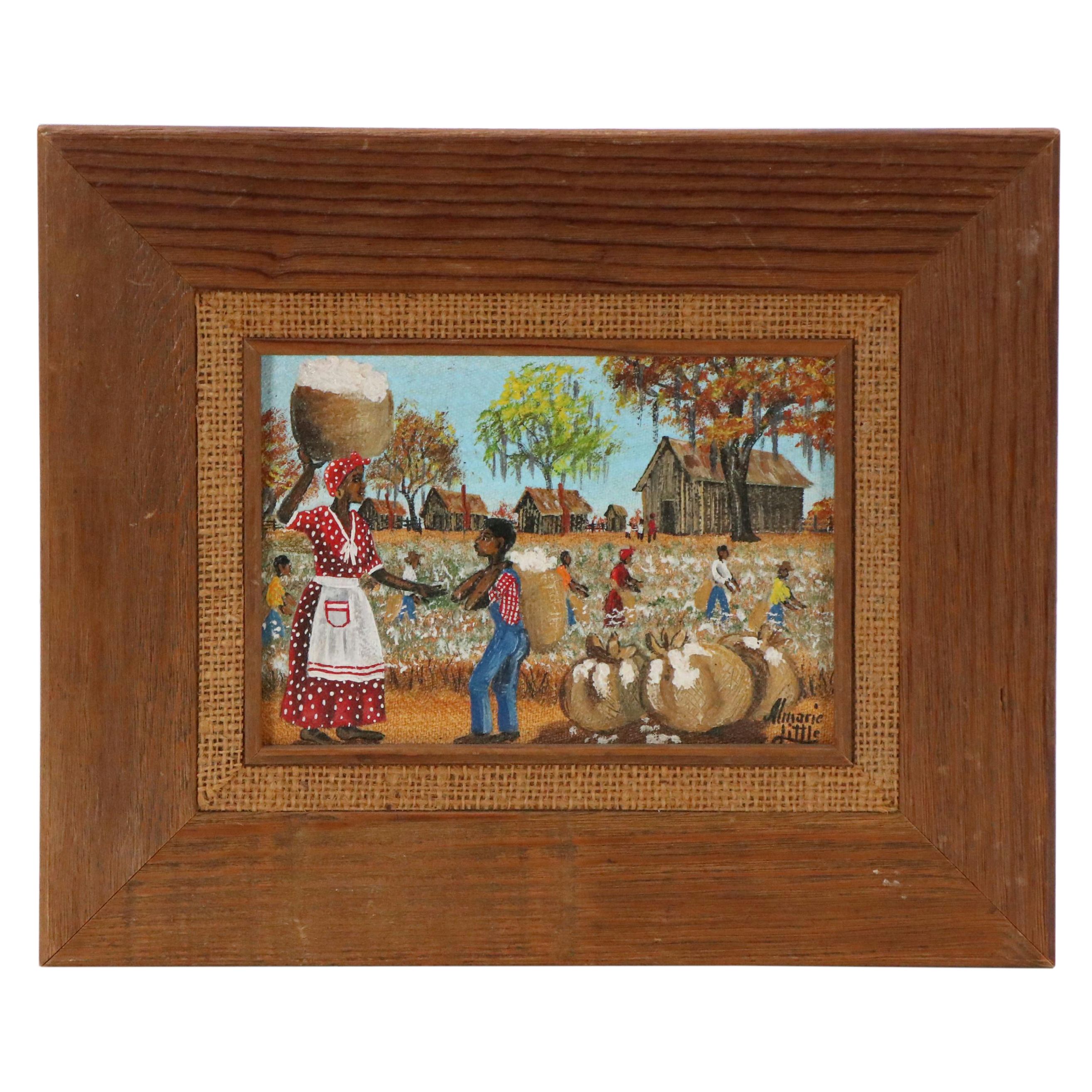 Almarie Pittman Little Folk Art Oil Painting, Mid 20th Century