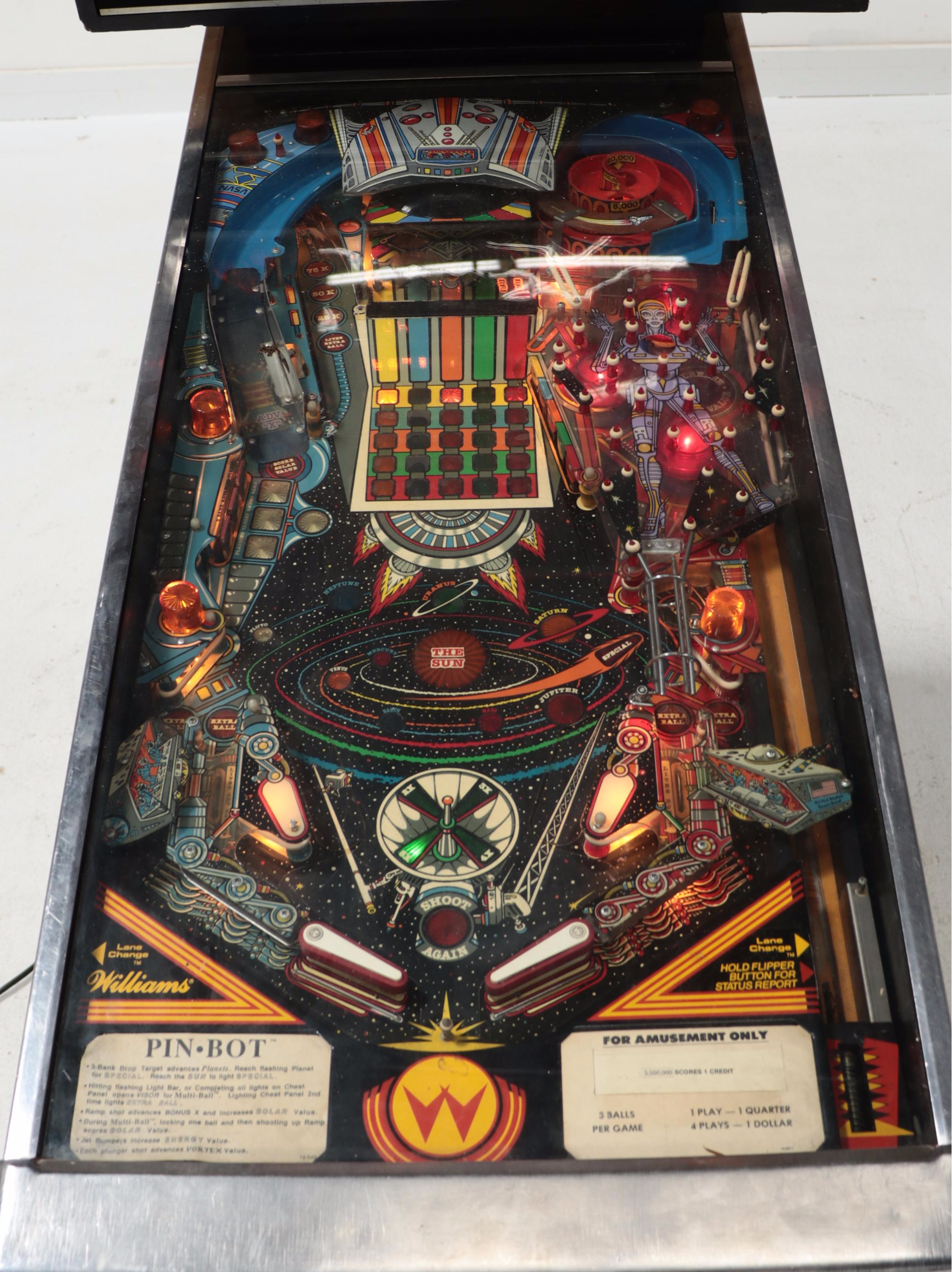 Williams Pin-Bot Arcade Pinball Machine, Late 20th Century