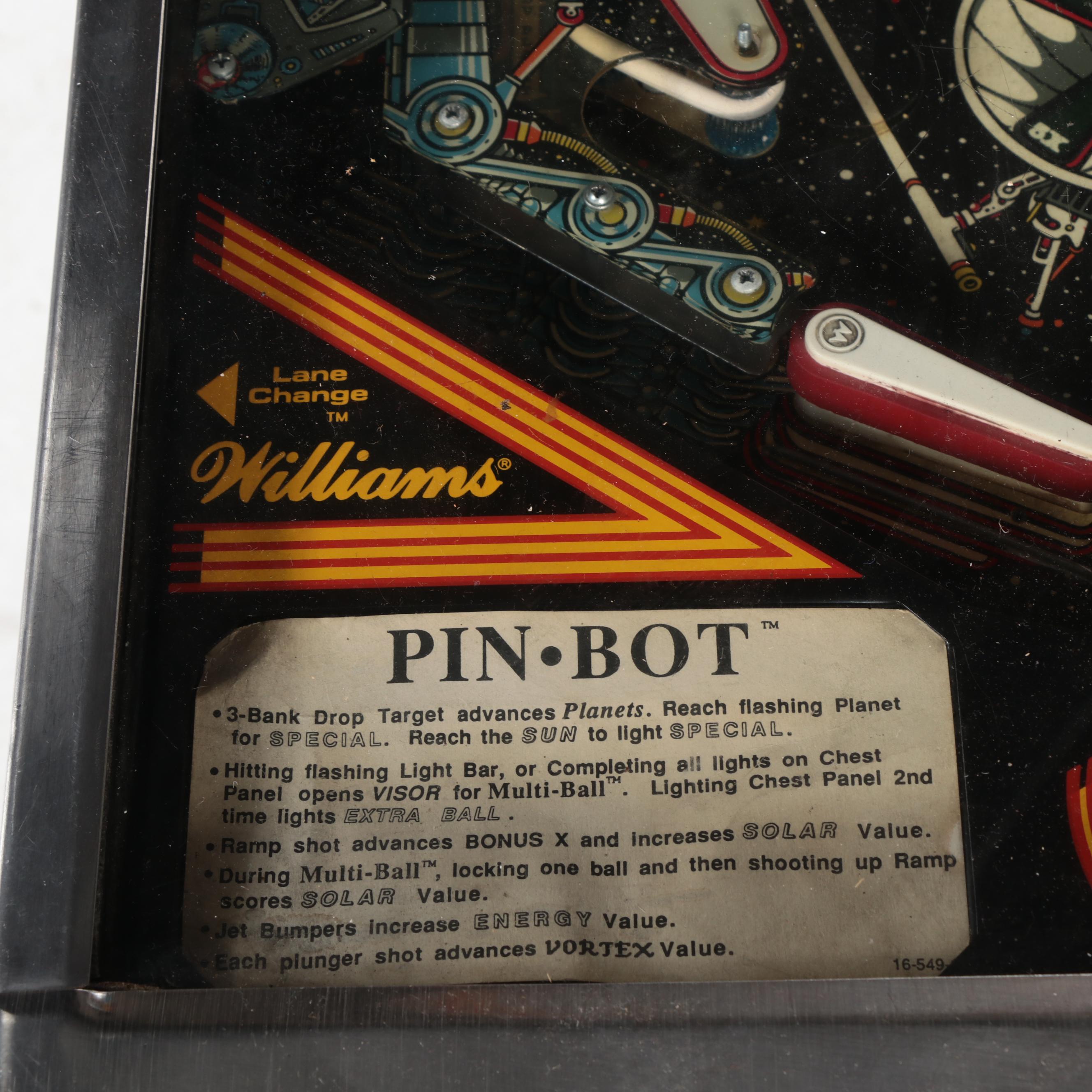 Williams Pin-Bot Arcade Pinball Machine, Late 20th Century