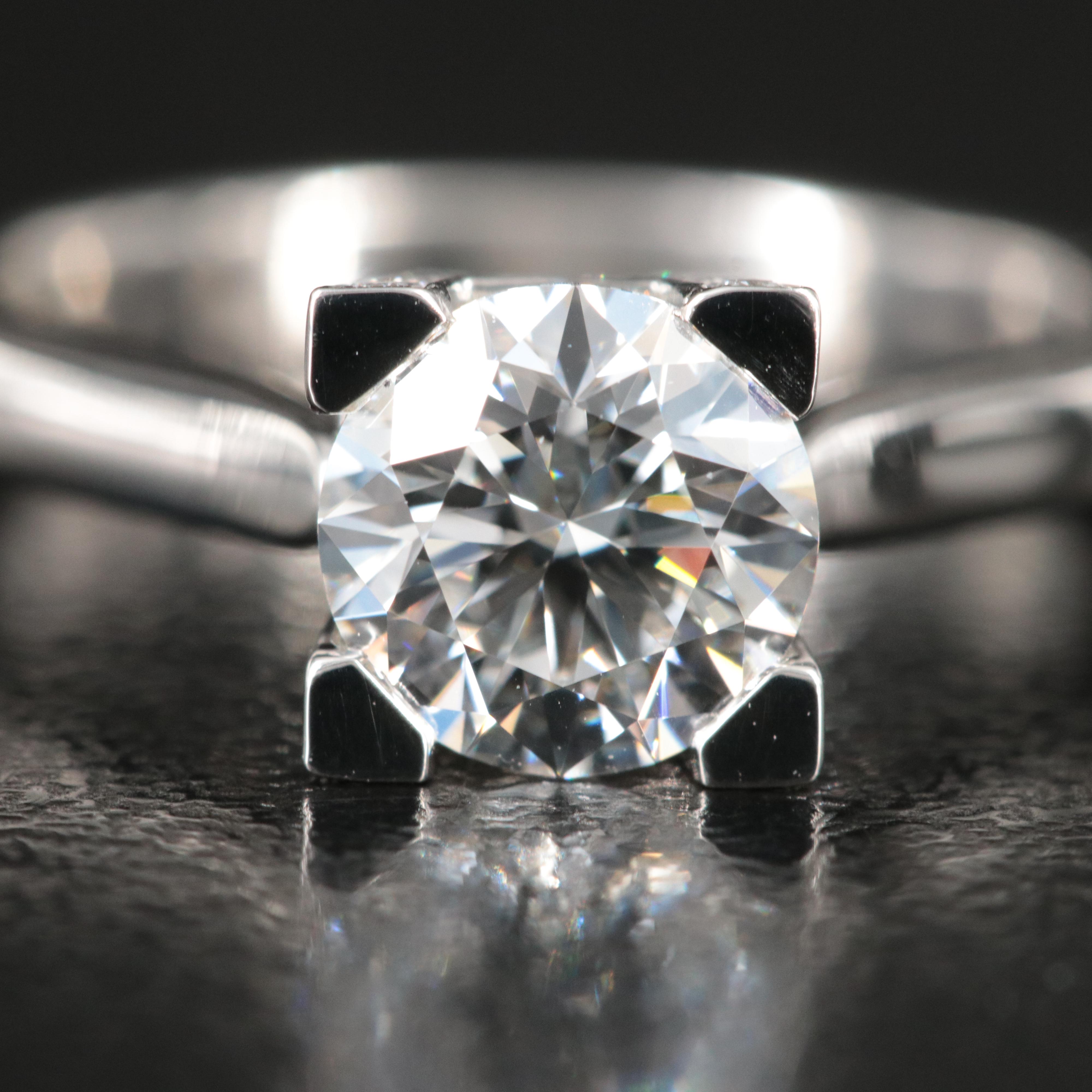 Harry Winston Platinum 1.30 CTW HW Logo Micropavé Ring with GIA Report