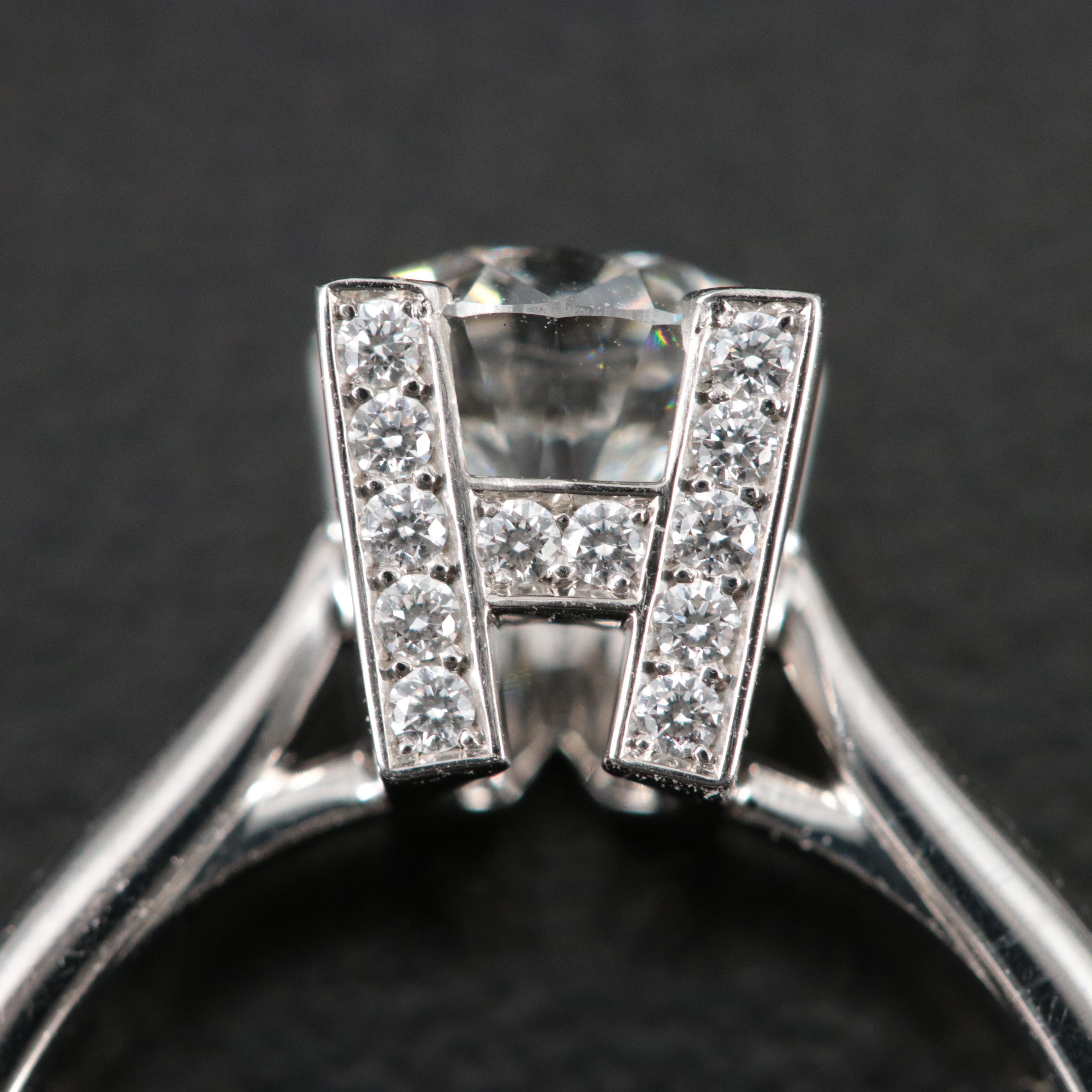 Harry Winston Platinum 1.30 CTW HW Logo Micropavé Ring with GIA Report