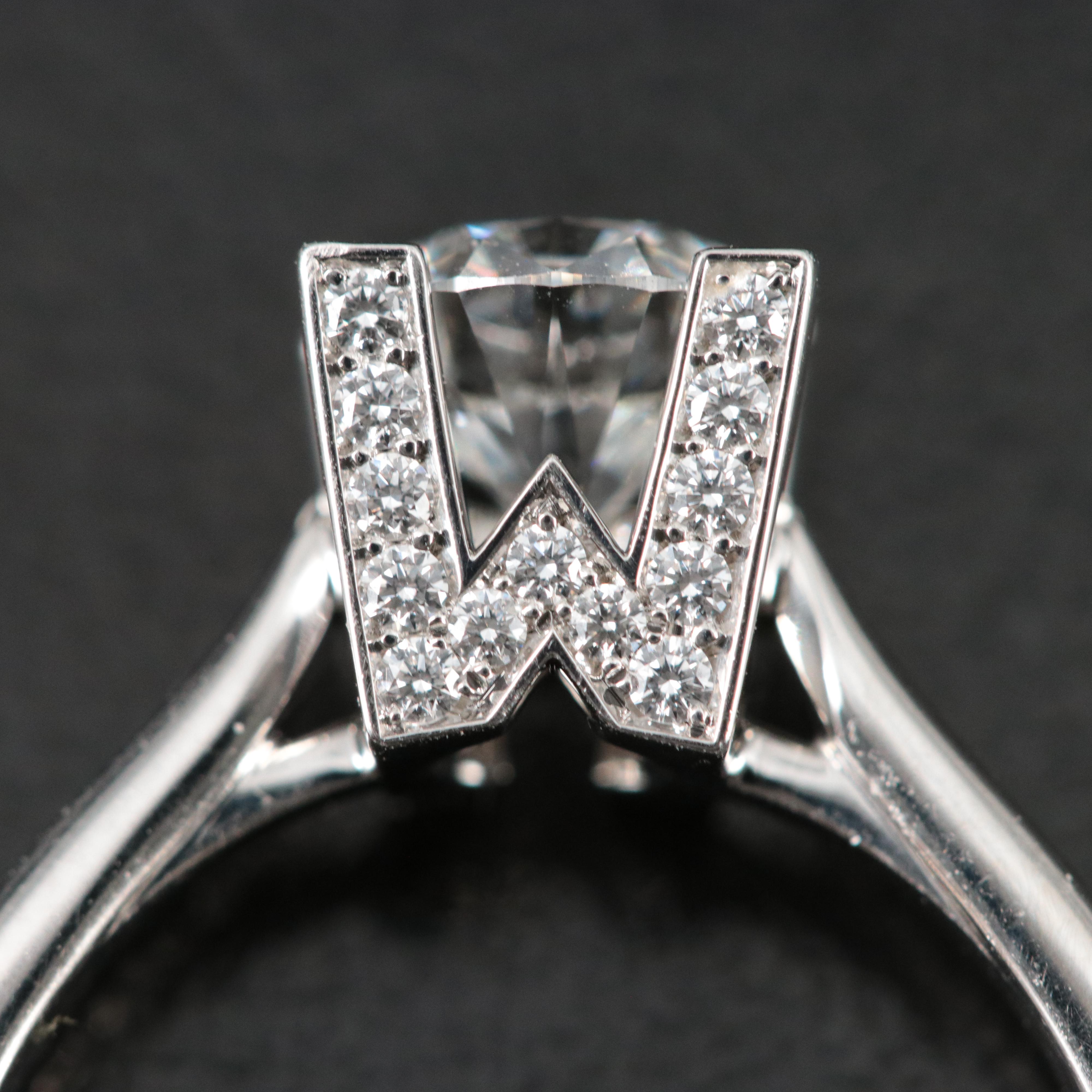 Harry Winston Platinum 1.30 CTW HW Logo Micropavé Ring with GIA Report
